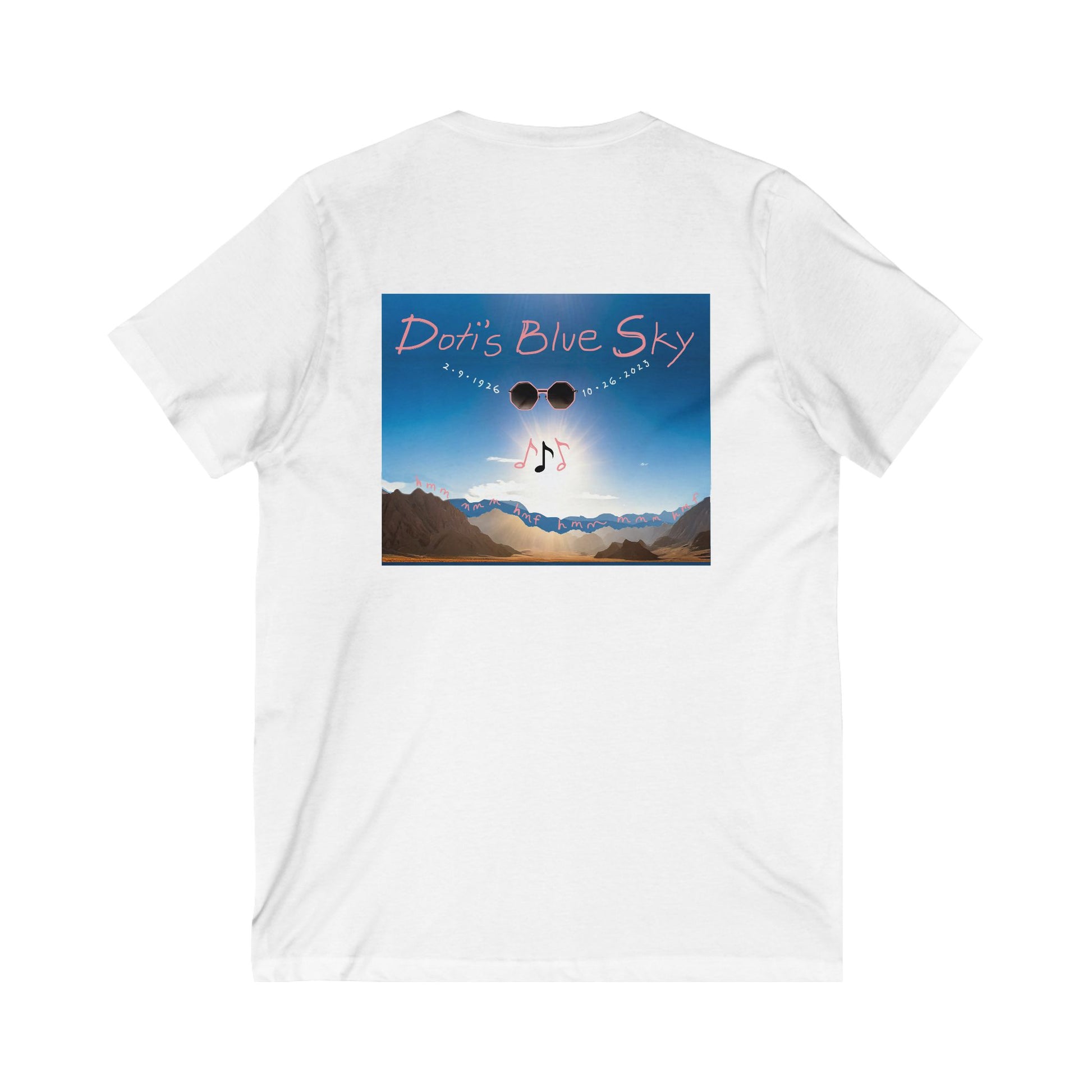 3 Note Design on V-Neck T Shirt (Bella + Canvas)