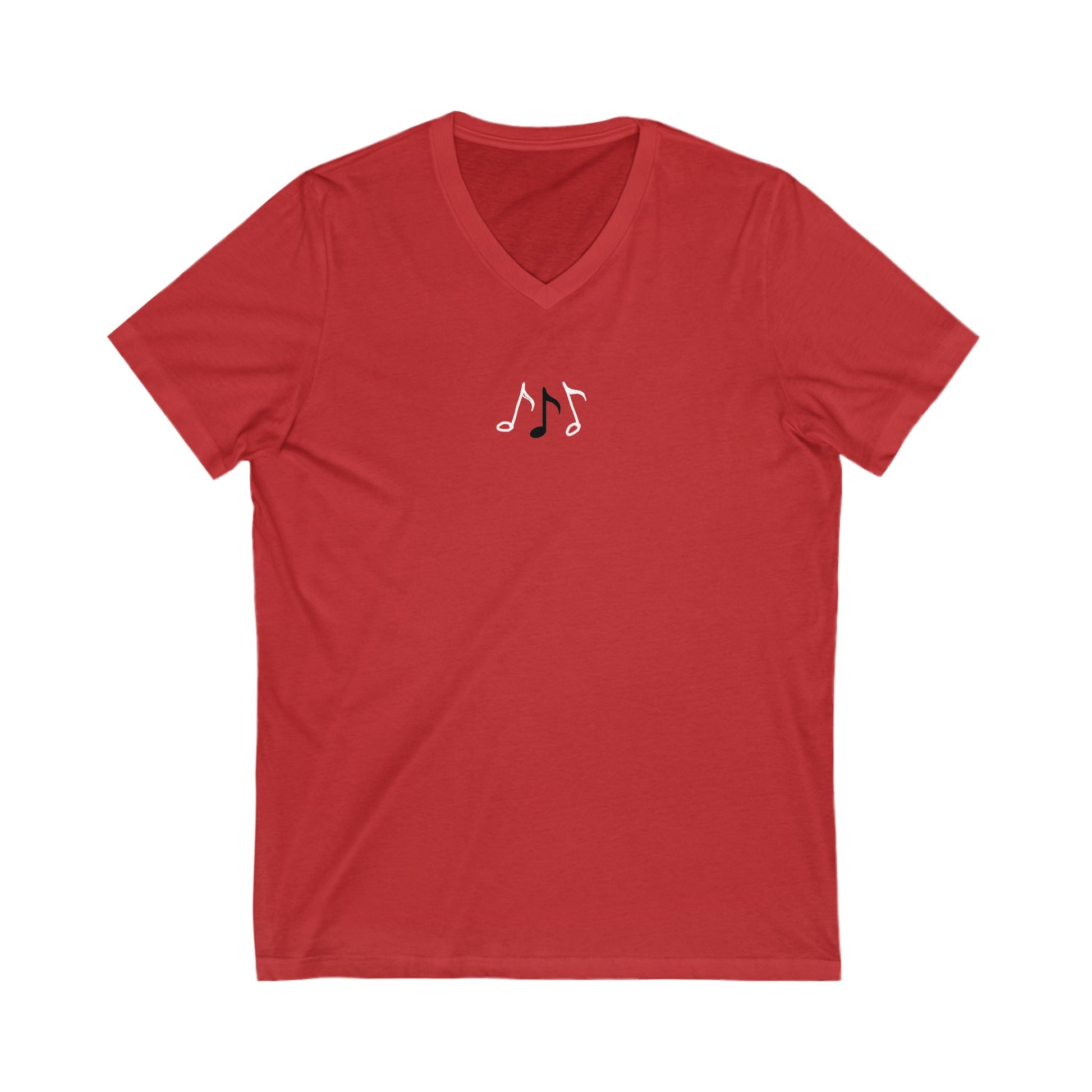 3 Note Design on V-Neck T Shirt (Bella + Canvas)