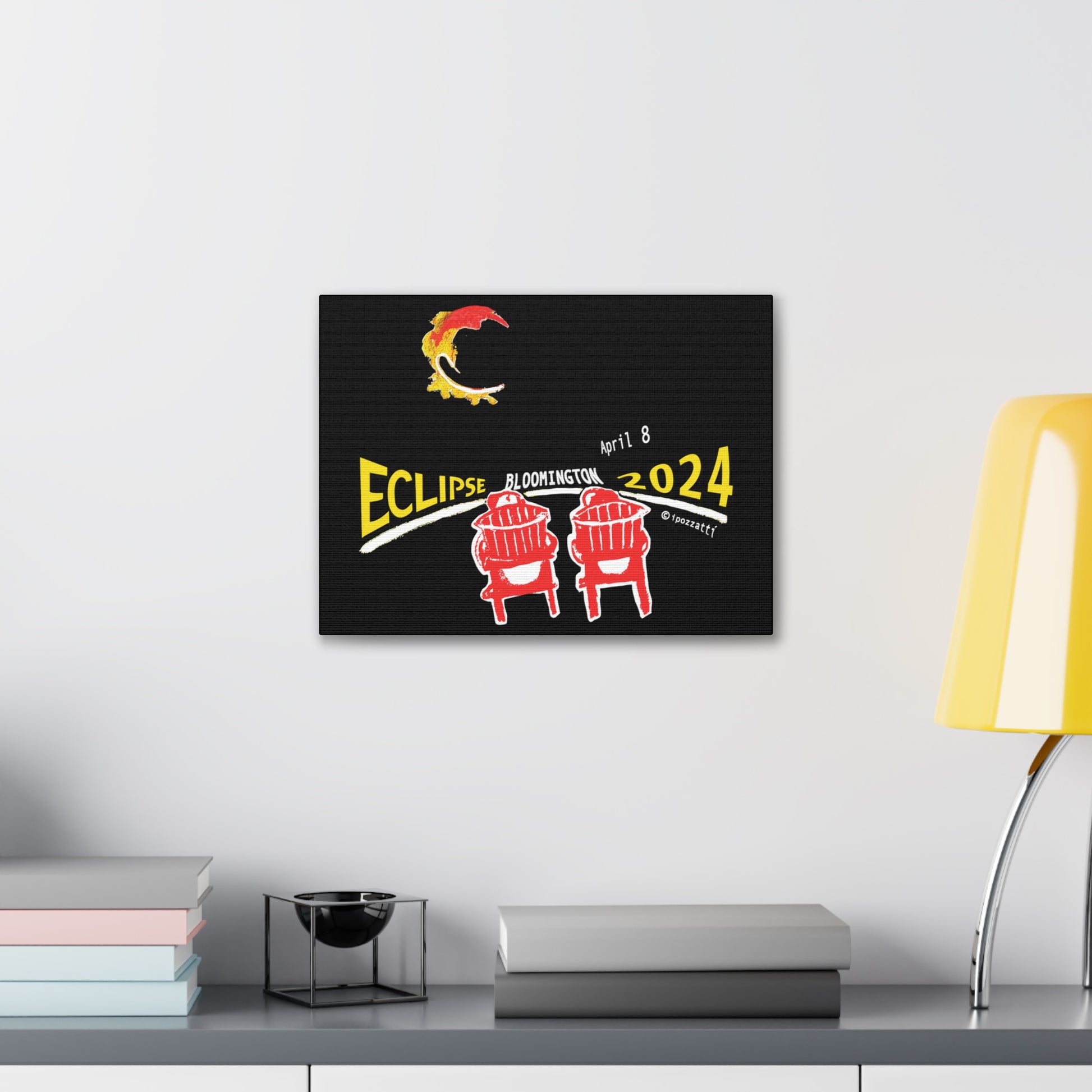 Watercolor Style Eclipse Canvas Art