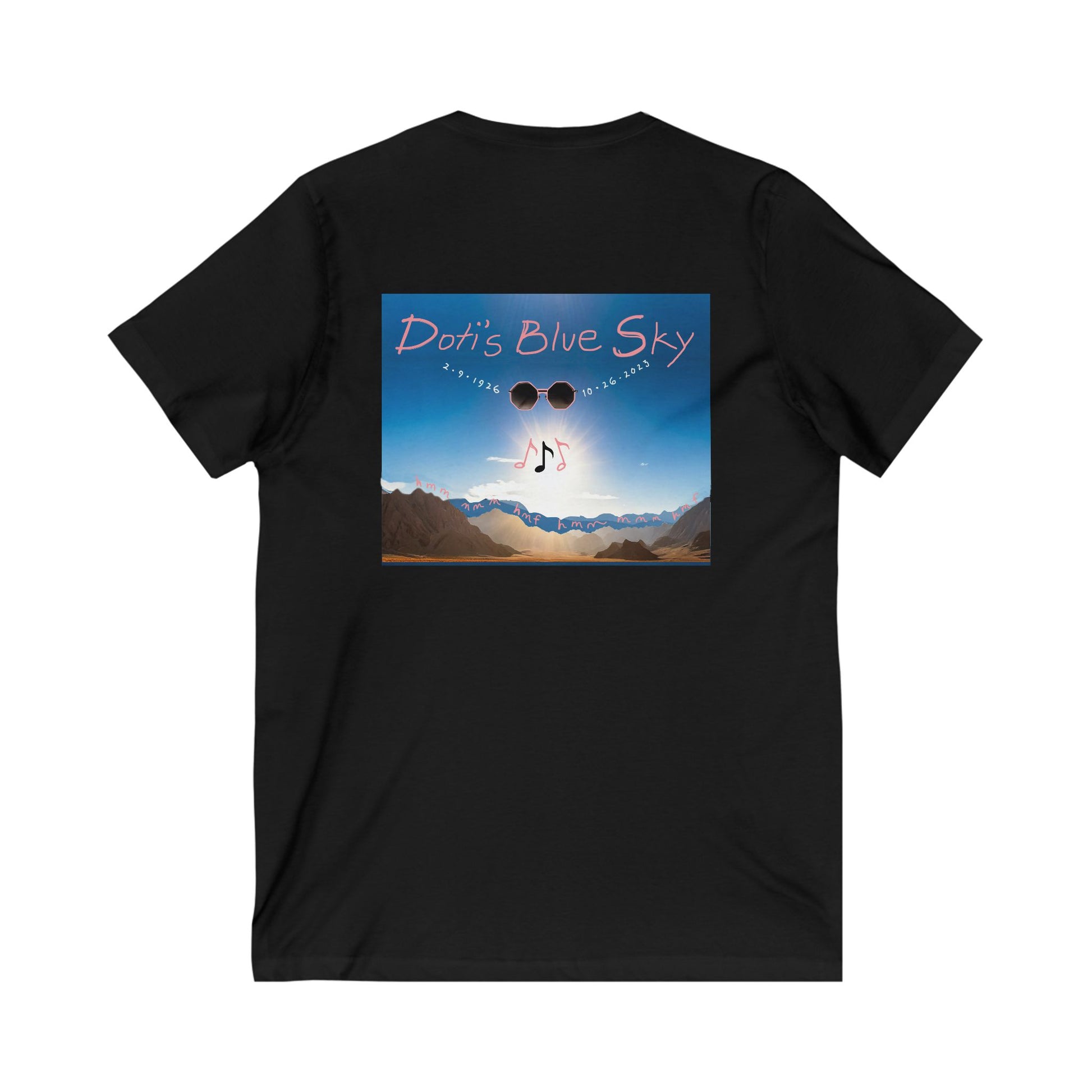 3 Note Design on V-Neck T Shirt (Bella + Canvas)