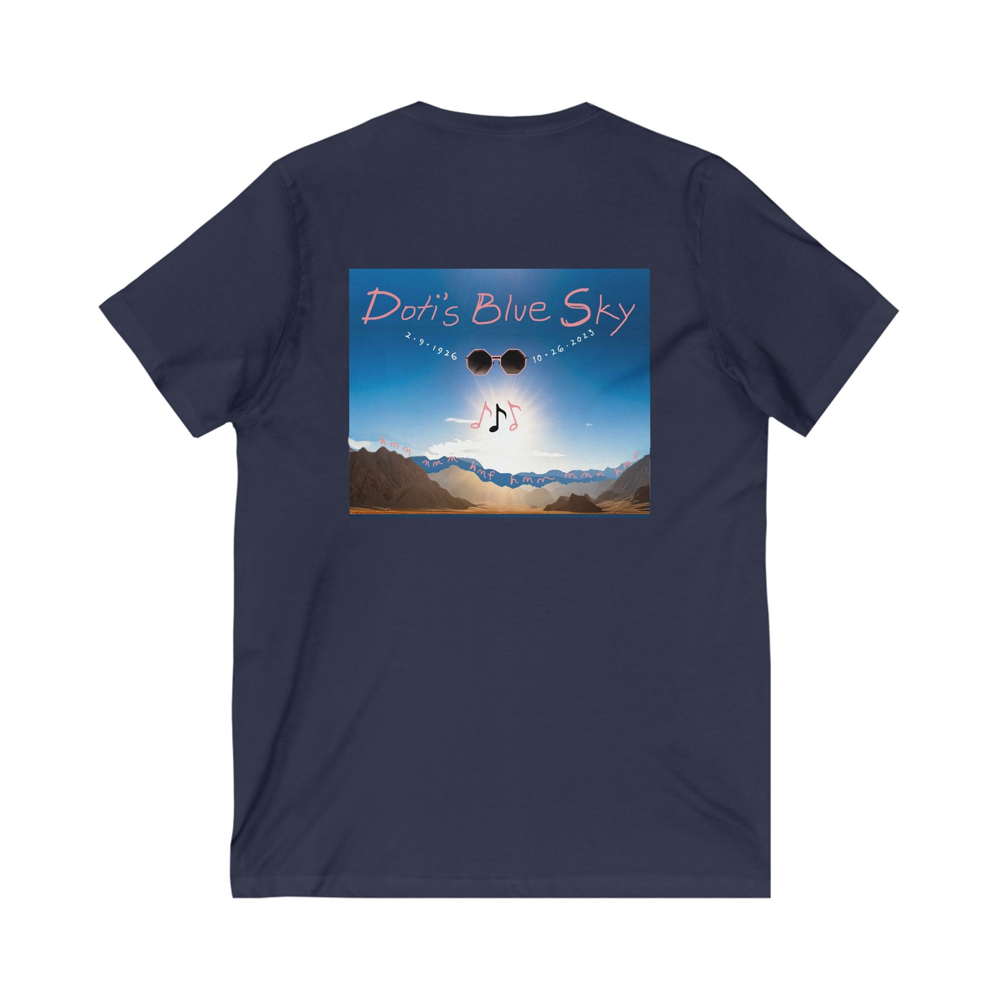 3 Note Design on V-Neck T Shirt (Bella + Canvas)