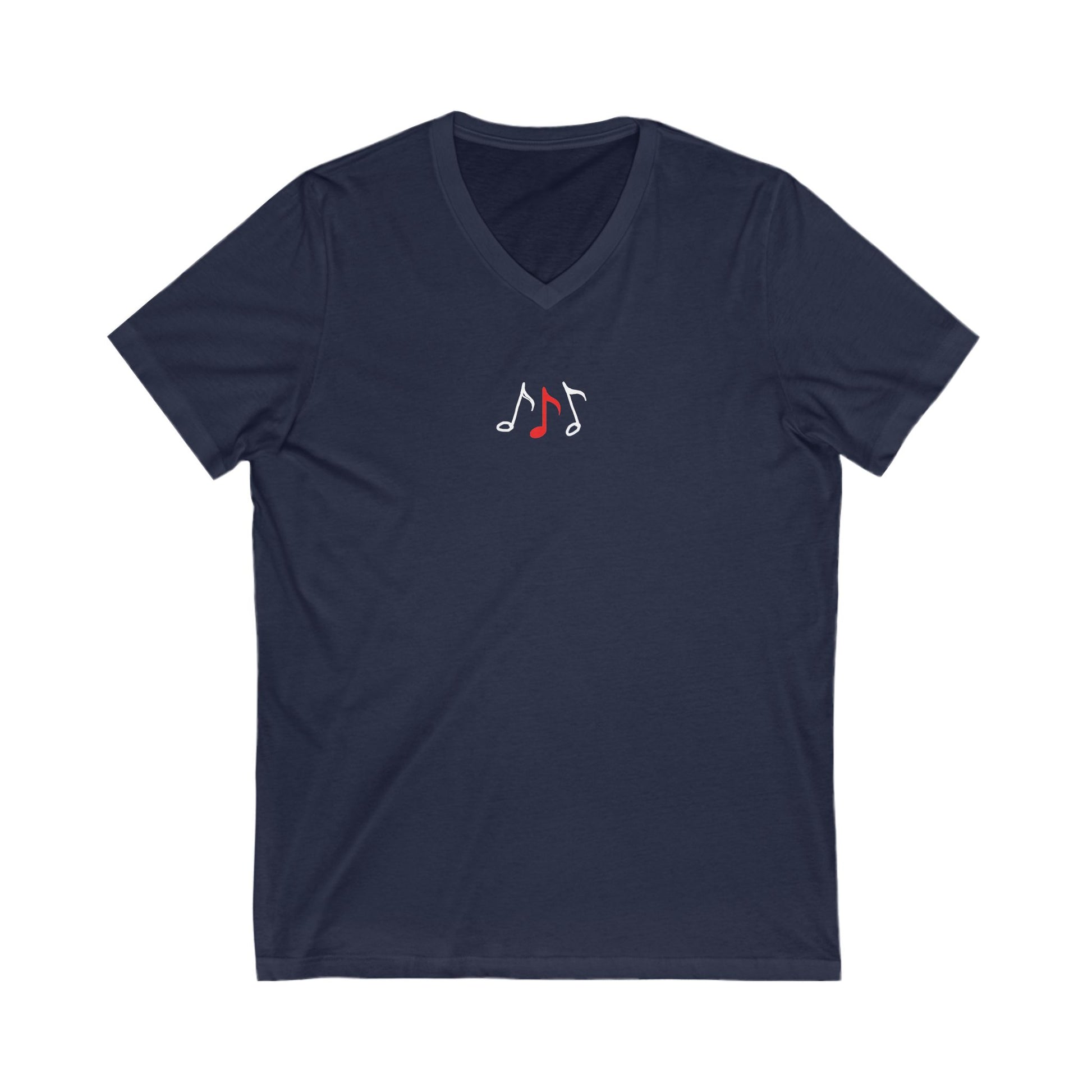 3 Note Design on V-Neck T Shirt (Bella + Canvas)