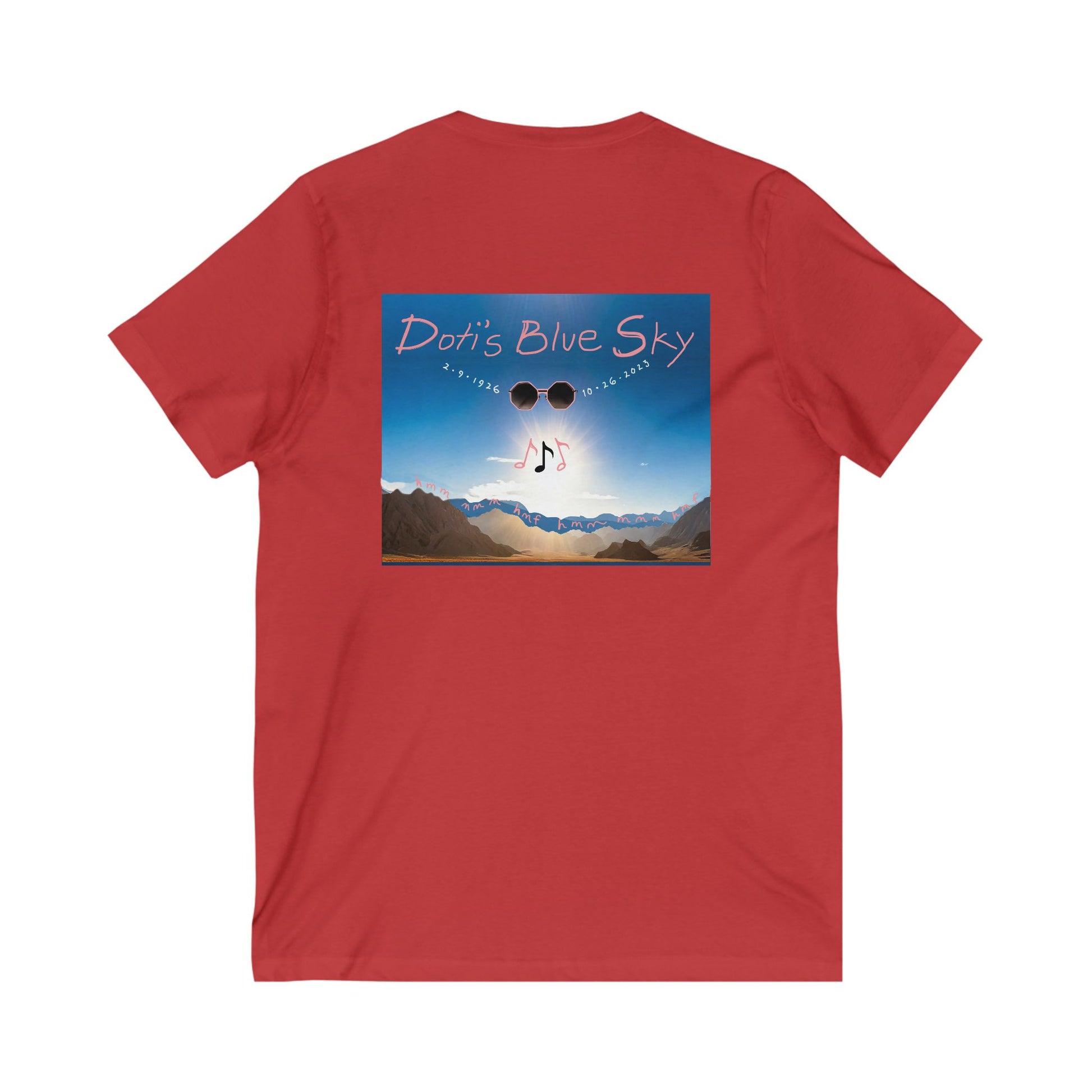 3 Note Design on V-Neck T Shirt (Bella + Canvas)