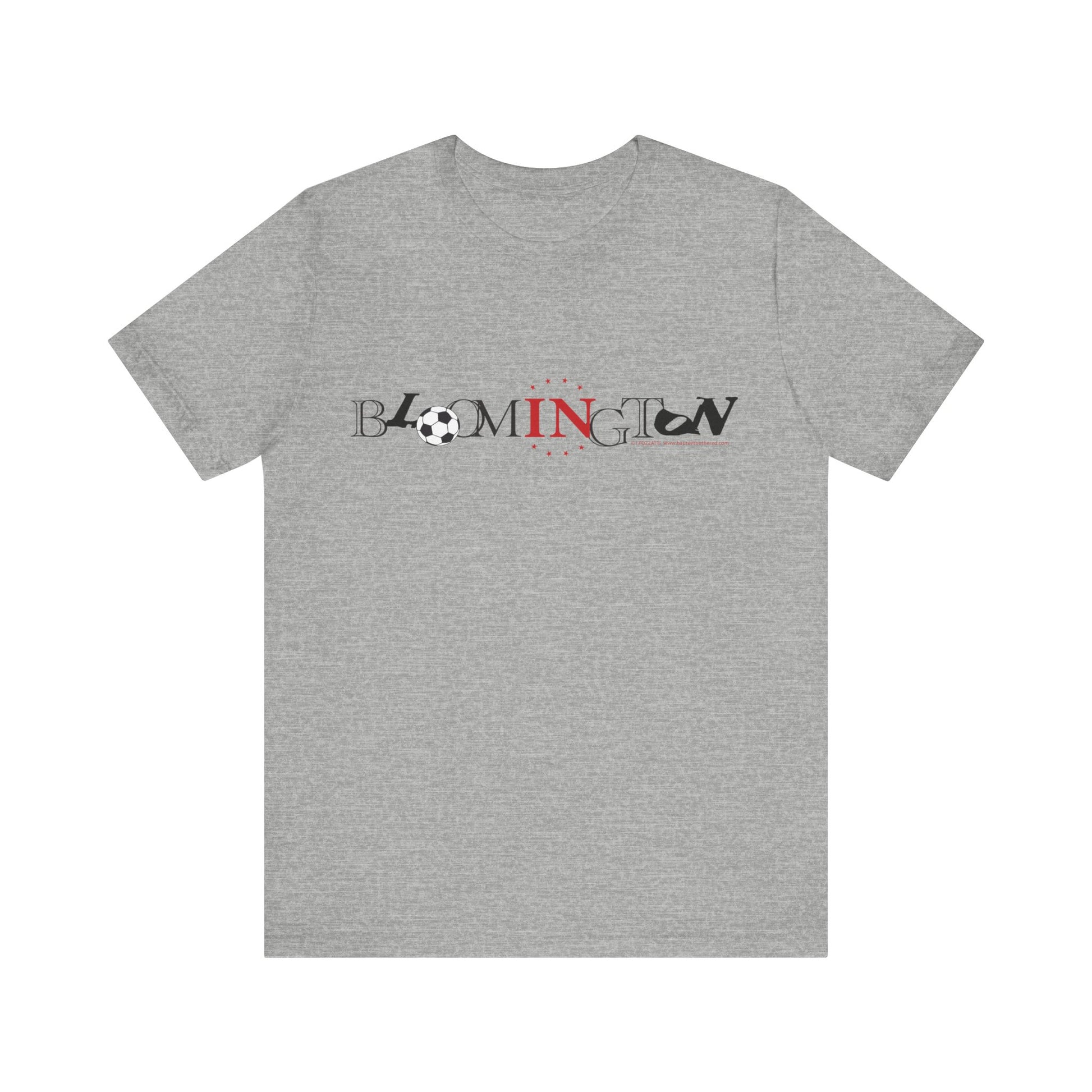 Bloomington Soccer on Unisex Short Sleeve Tee (H&B Logo on Back)