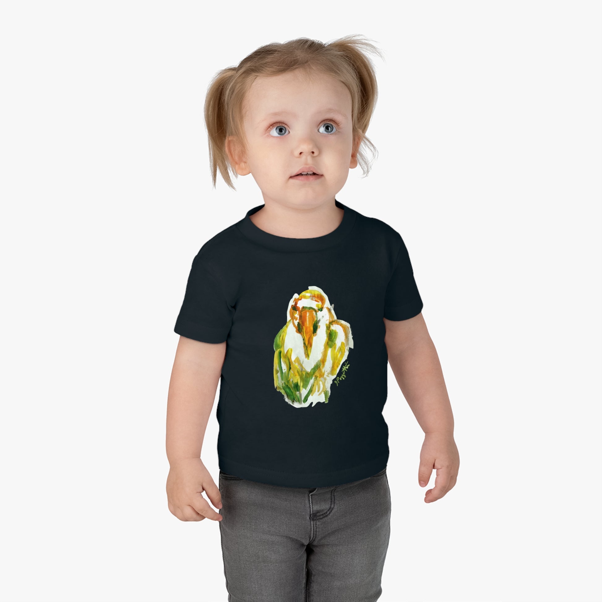 Infant Cotton Jersey Tee with Bird Watercolor