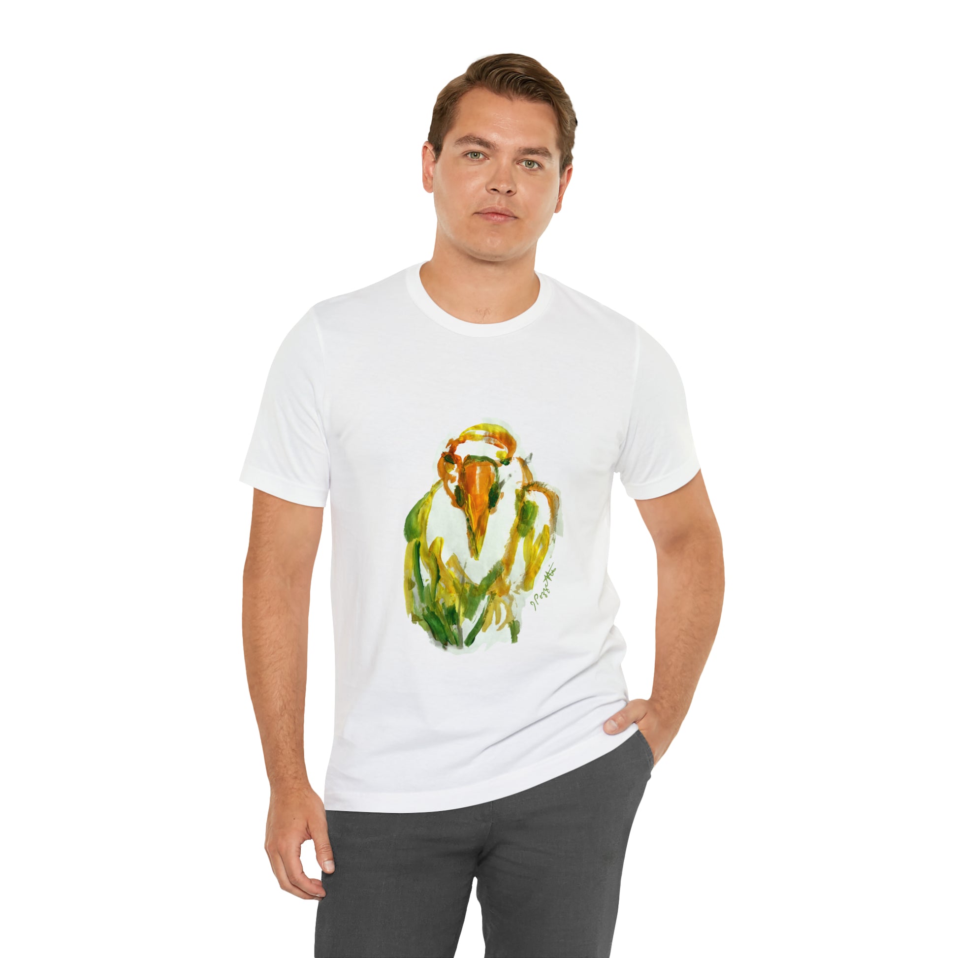 BIRD Watercolor Painting T Shirt with H&B Logo on Back