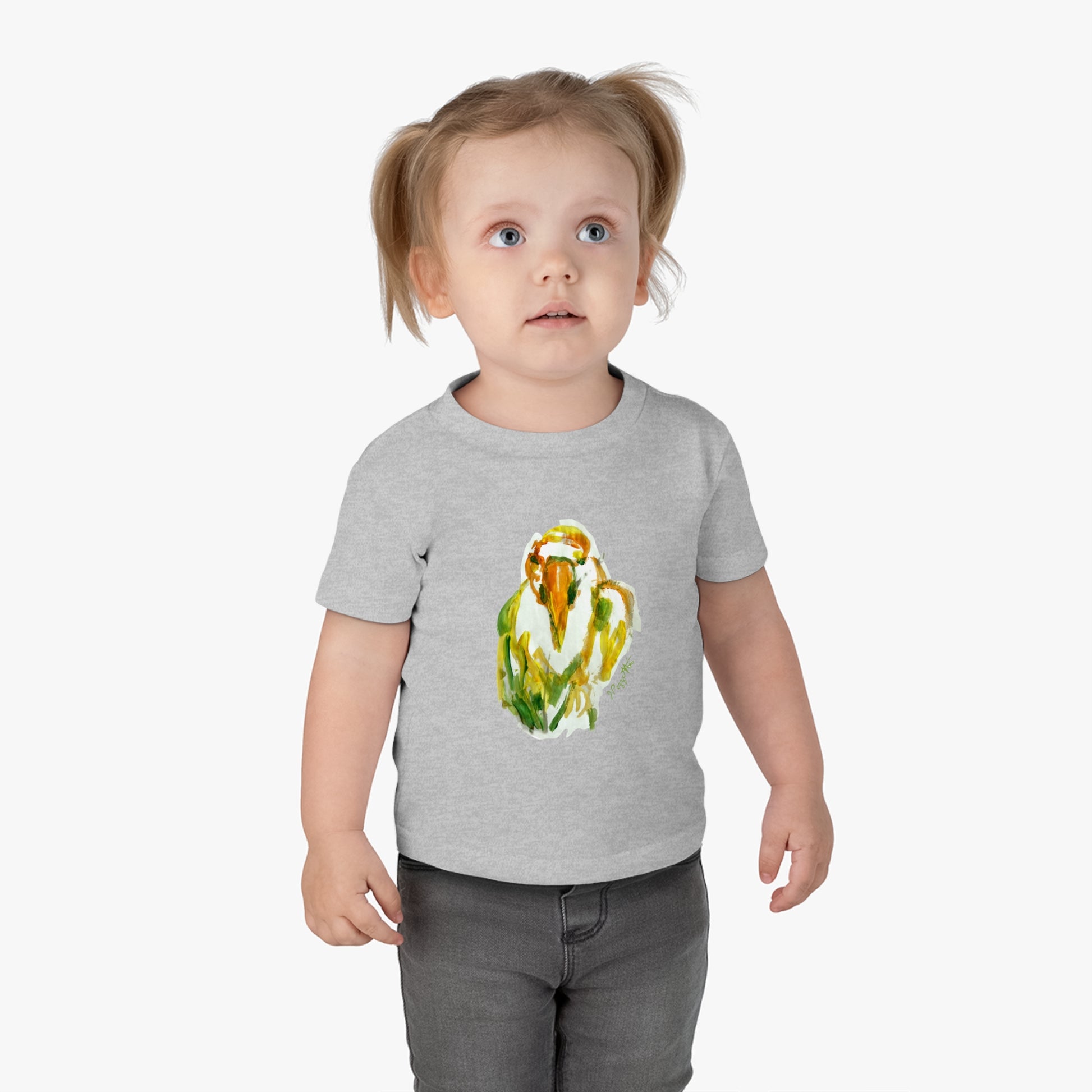 Infant Cotton Jersey Tee with Bird Watercolor