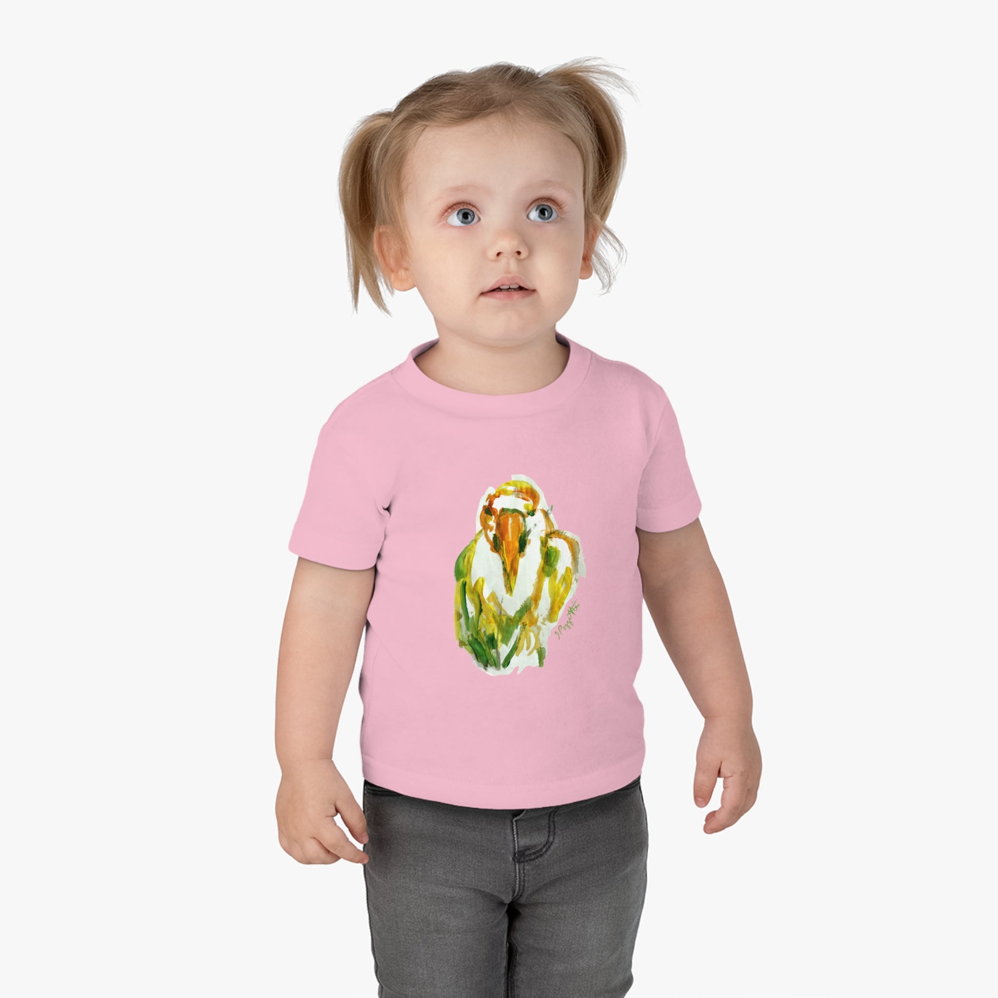 Infant Cotton Jersey Tee with Bird Watercolor