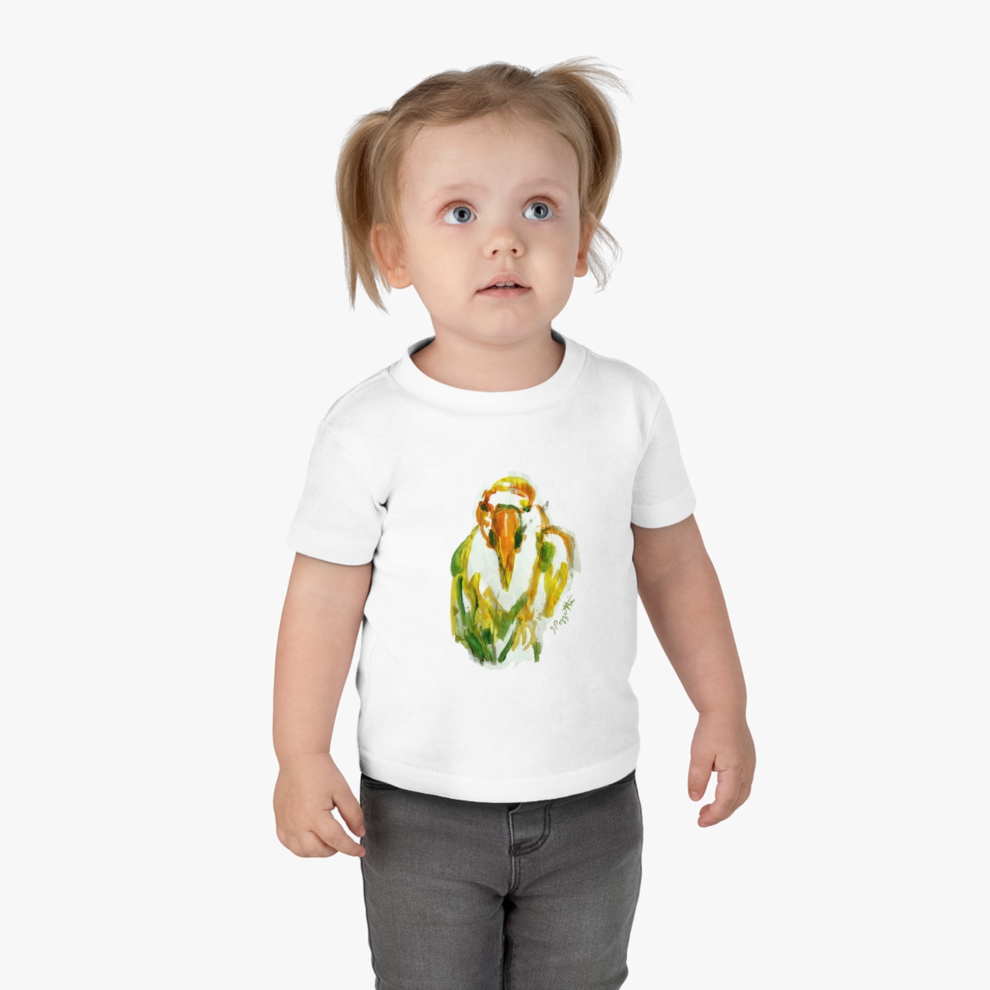 Infant Cotton Jersey Tee with Bird Watercolor