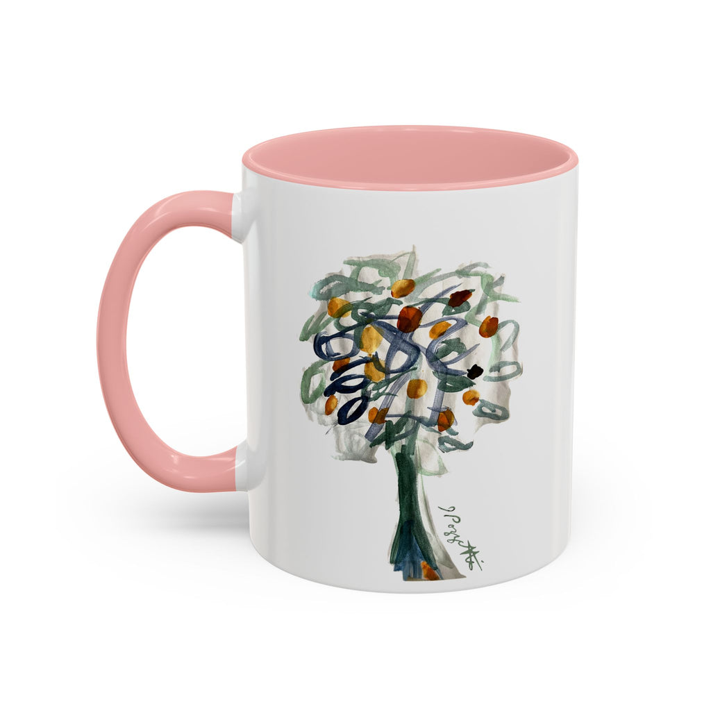 Accent Coffee Mug (11, 15oz) with Watercolor TREE Design