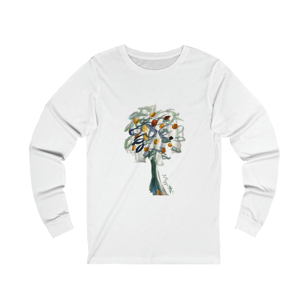 Tree (Watercolor) with H&B Logo on Back on Unisex Jersey Tee