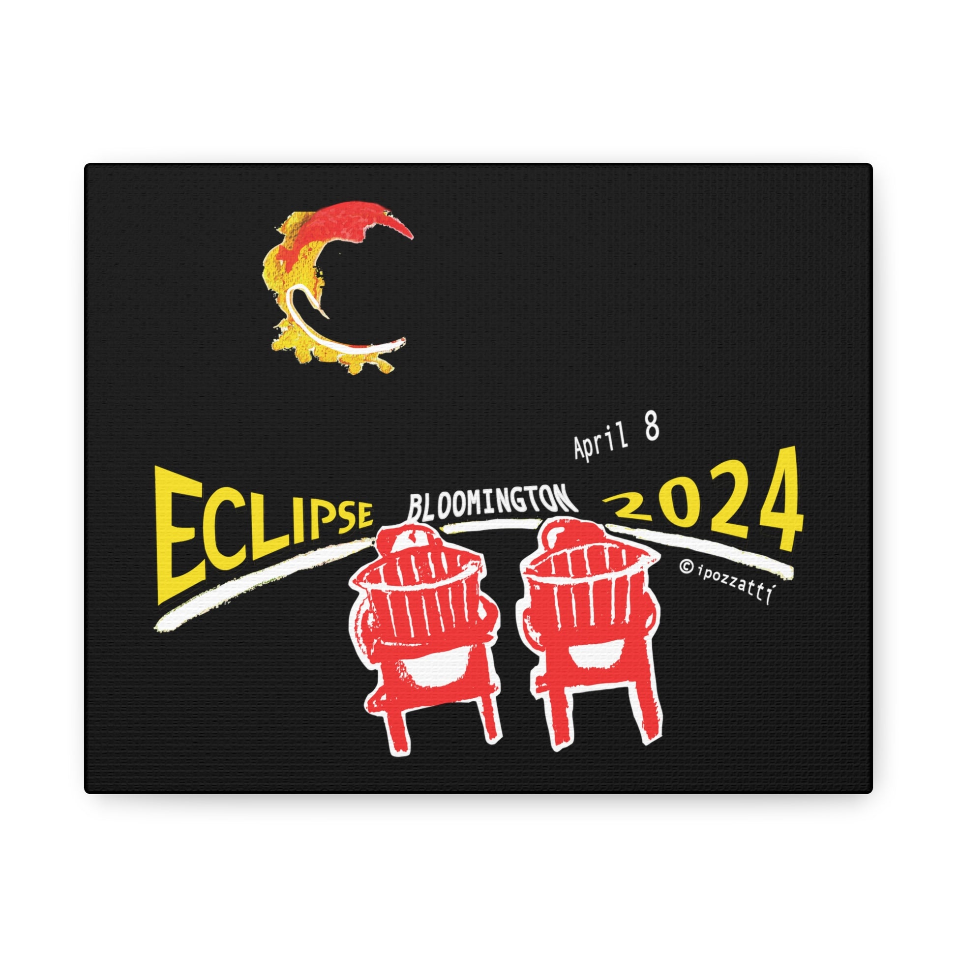 Watercolor Style Eclipse Canvas Art