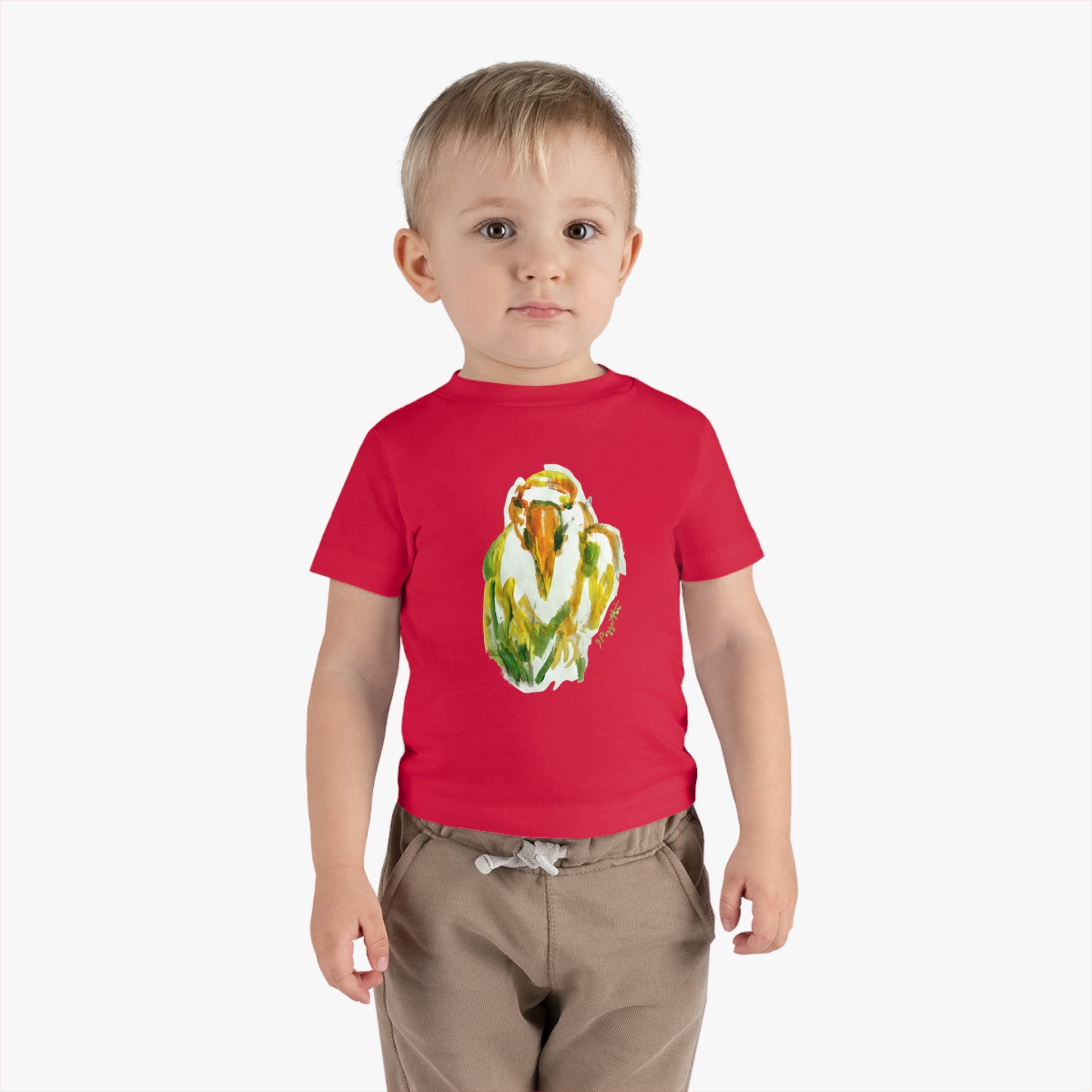 Infant Cotton Jersey Tee with Bird Watercolor