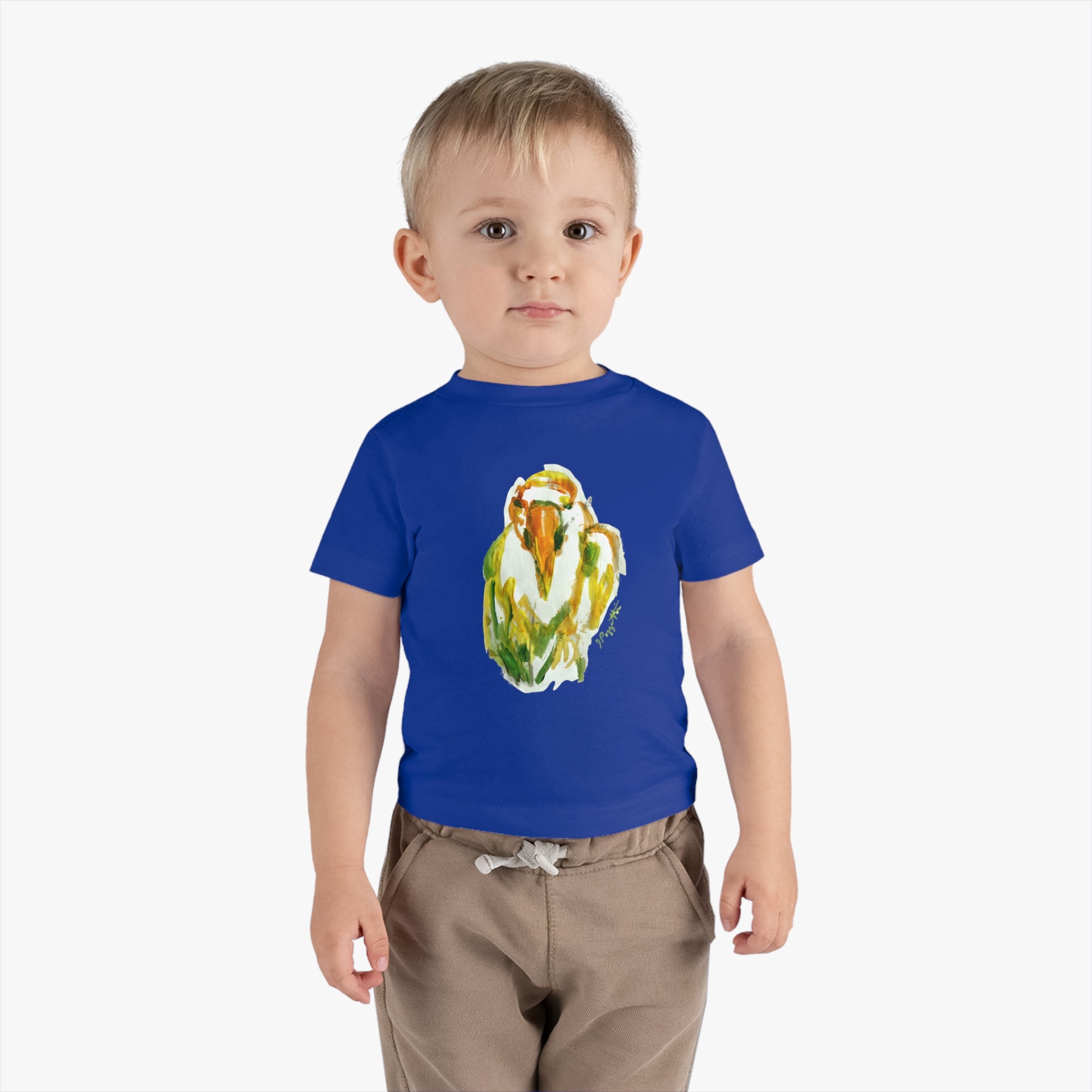 Infant Cotton Jersey Tee with Bird Watercolor