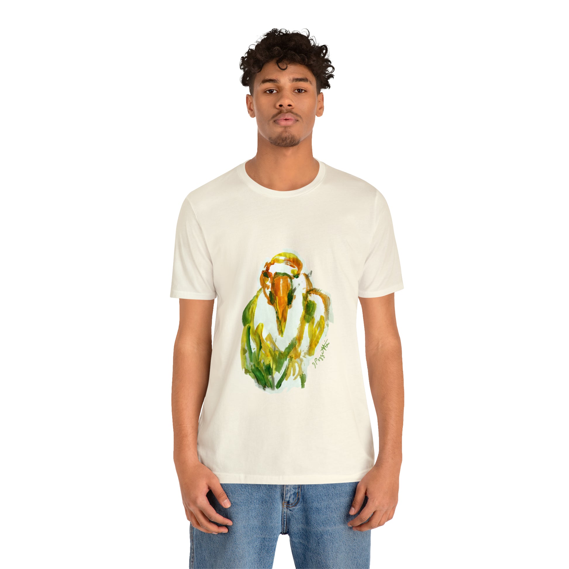 BIRD Watercolor Painting T Shirt with H&B Logo on Back