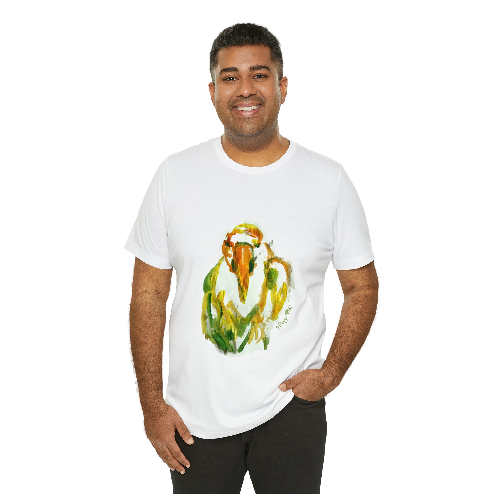 BIRD Watercolor Painting T Shirt with H&B Logo on Back