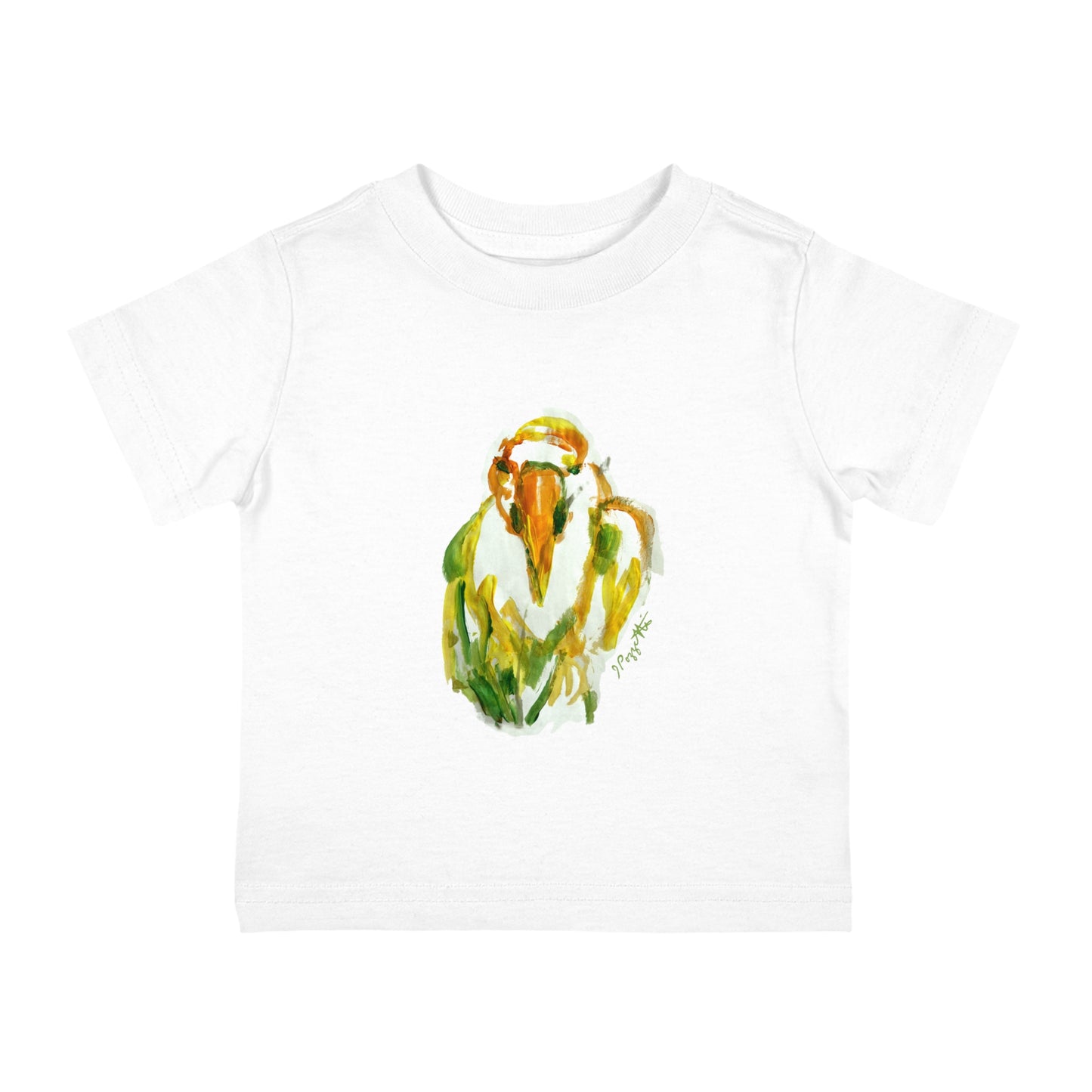 Infant Cotton Jersey Tee with Bird Watercolor