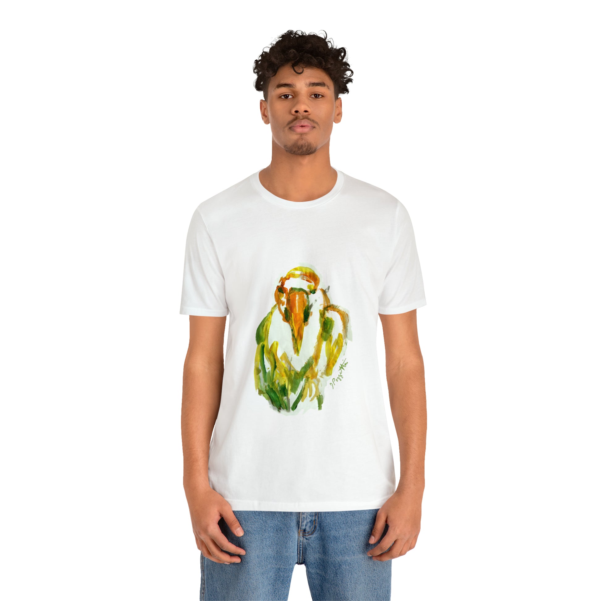 BIRD Watercolor Painting T Shirt with H&B Logo on Back