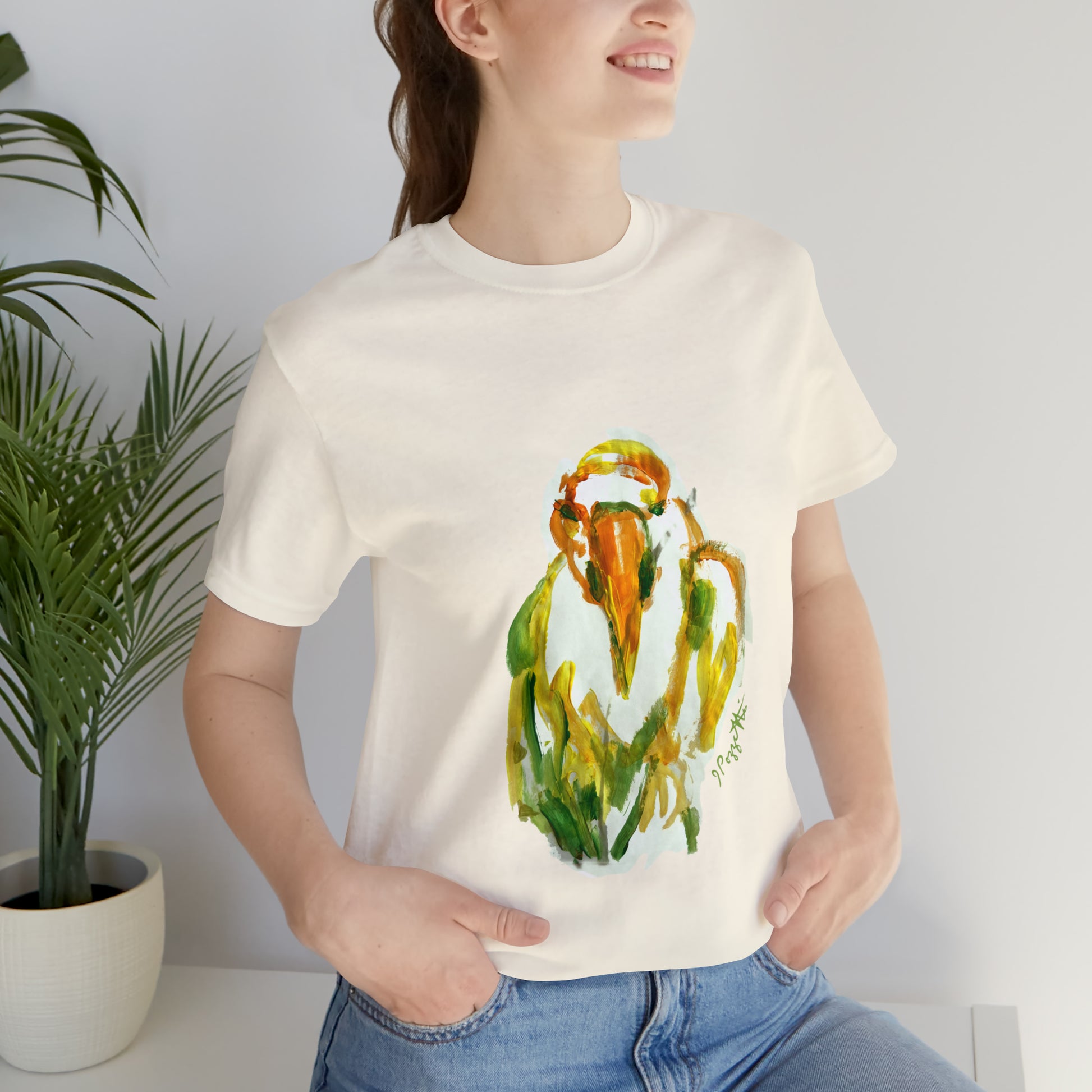 BIRD Watercolor Painting T Shirt with H&B Logo on Back
