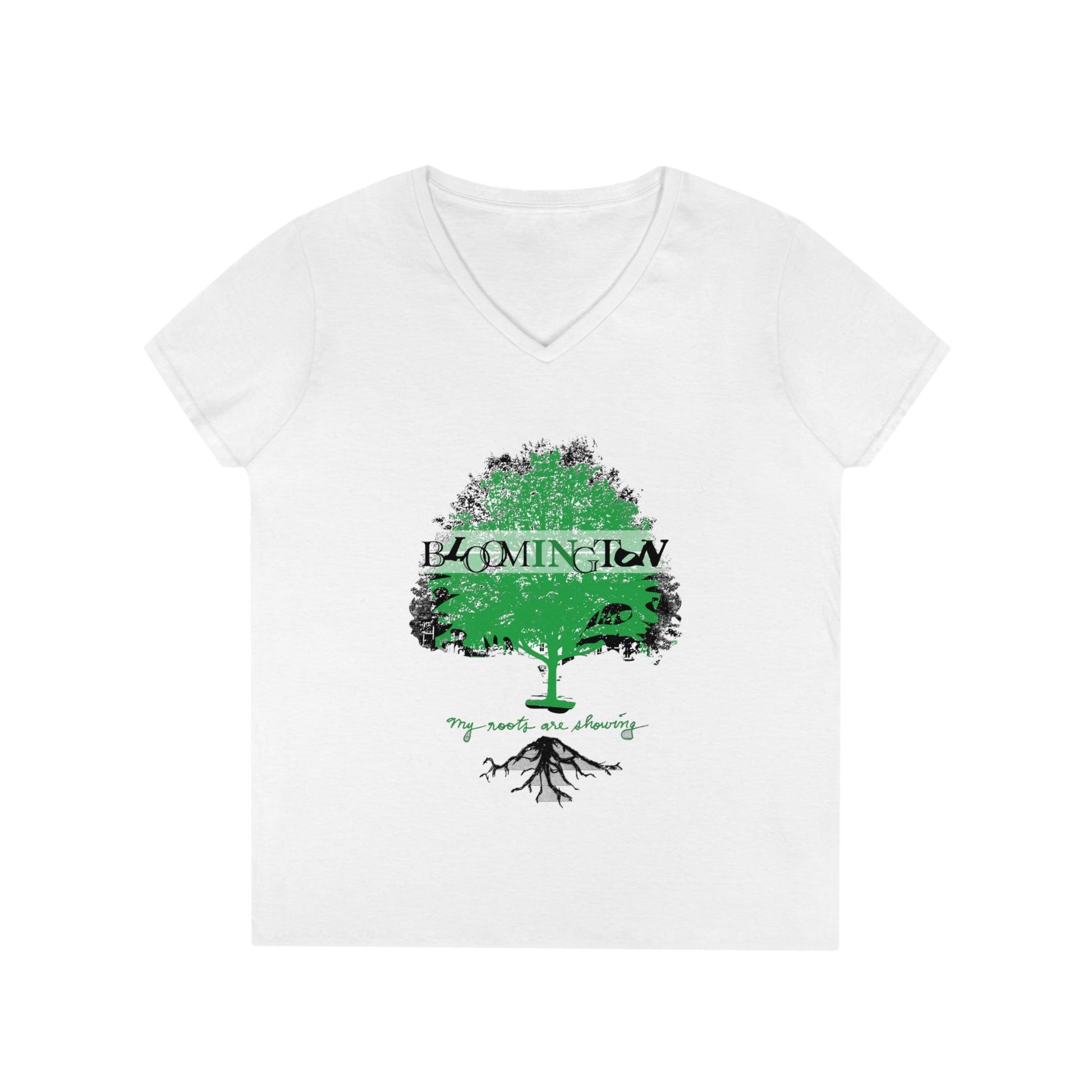 "My Roots" Design on Ladies' V-Neck T-Shirt