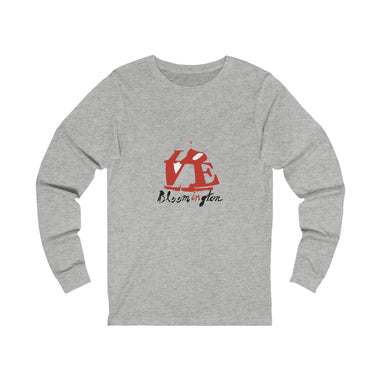 Love Bloomington (Red & Black) on Long Sleeve Unisex Jersey Tee