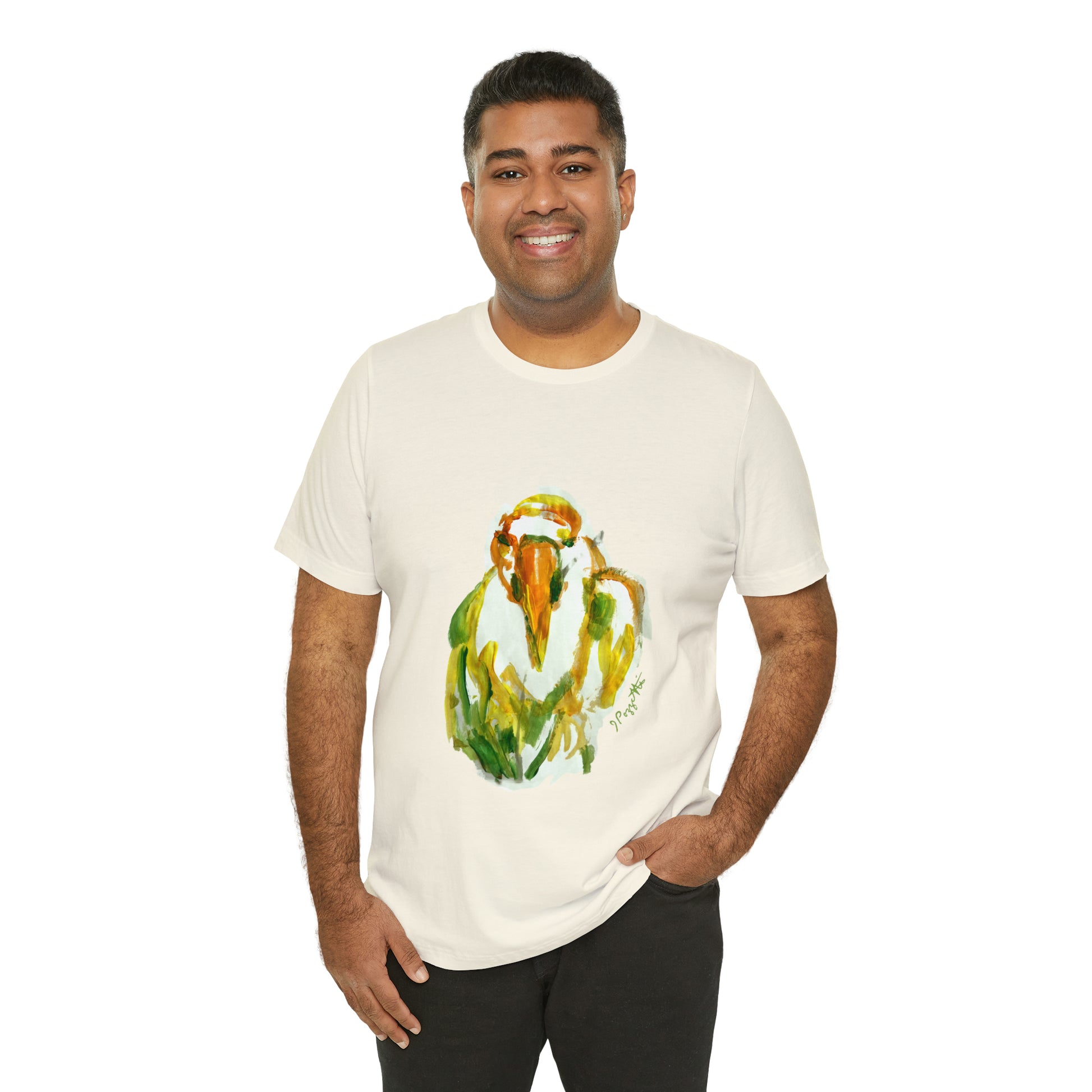 BIRD Watercolor Painting T Shirt with H&B Logo on Back