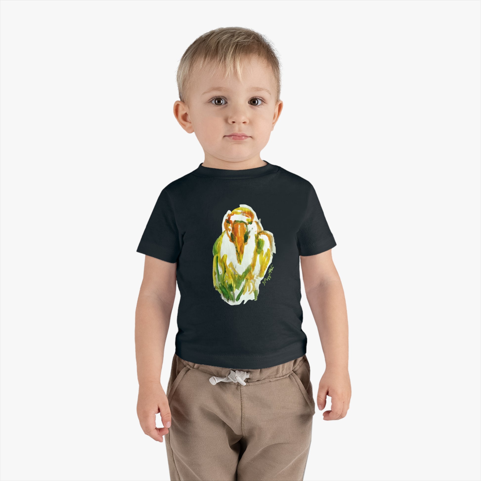 Infant Cotton Jersey Tee with Bird Watercolor