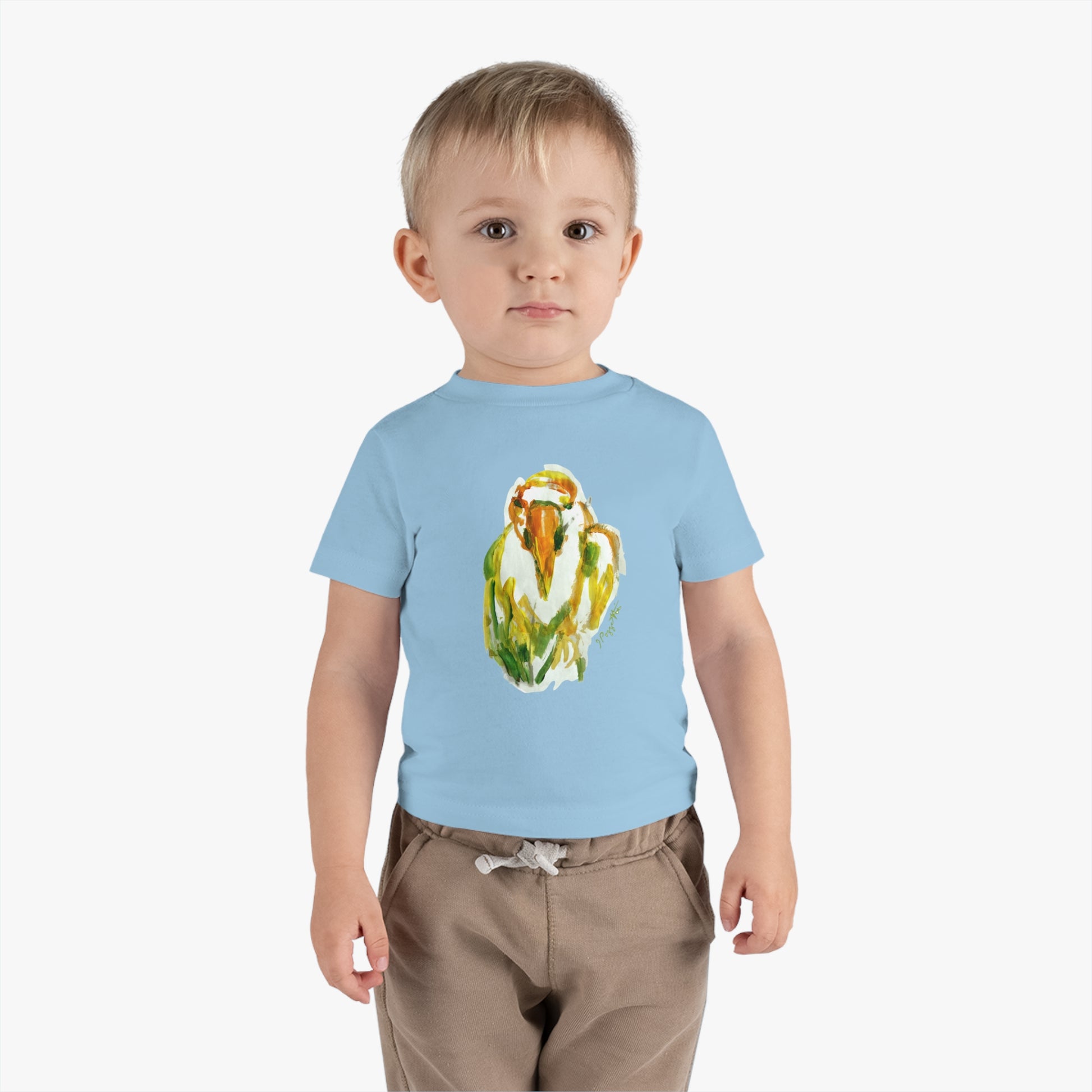 Infant Cotton Jersey Tee with Bird Watercolor