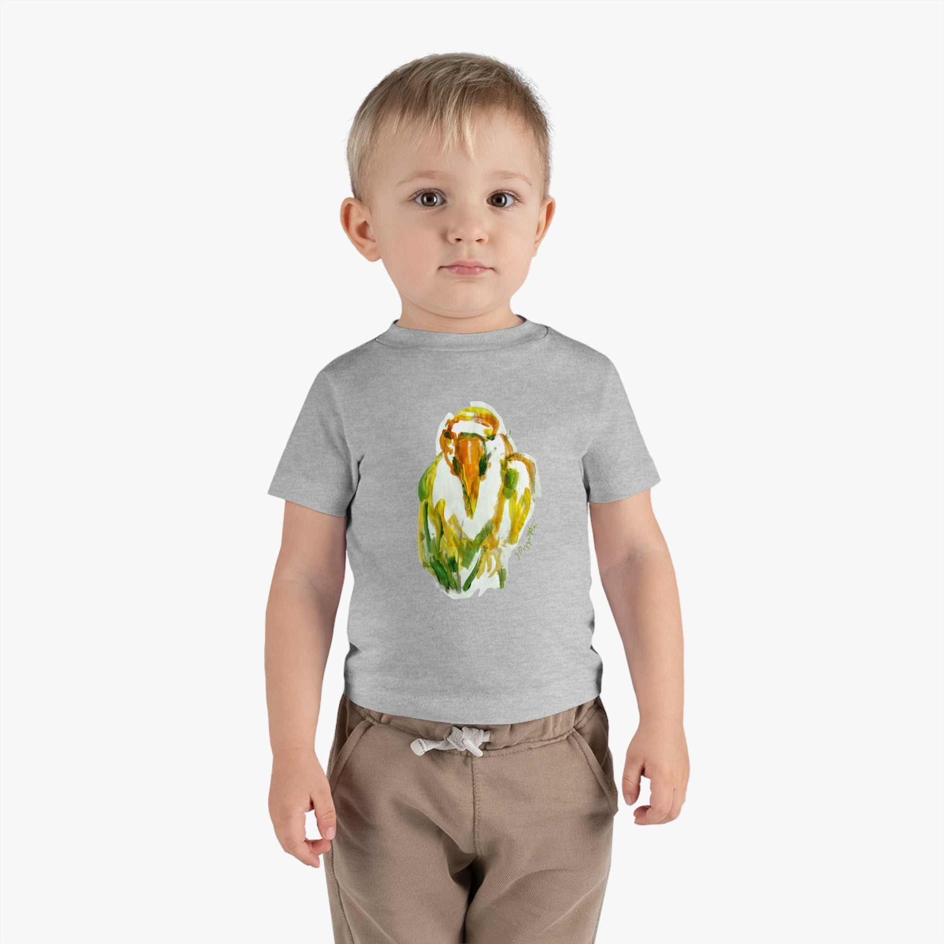 Infant Cotton Jersey Tee with Bird Watercolor