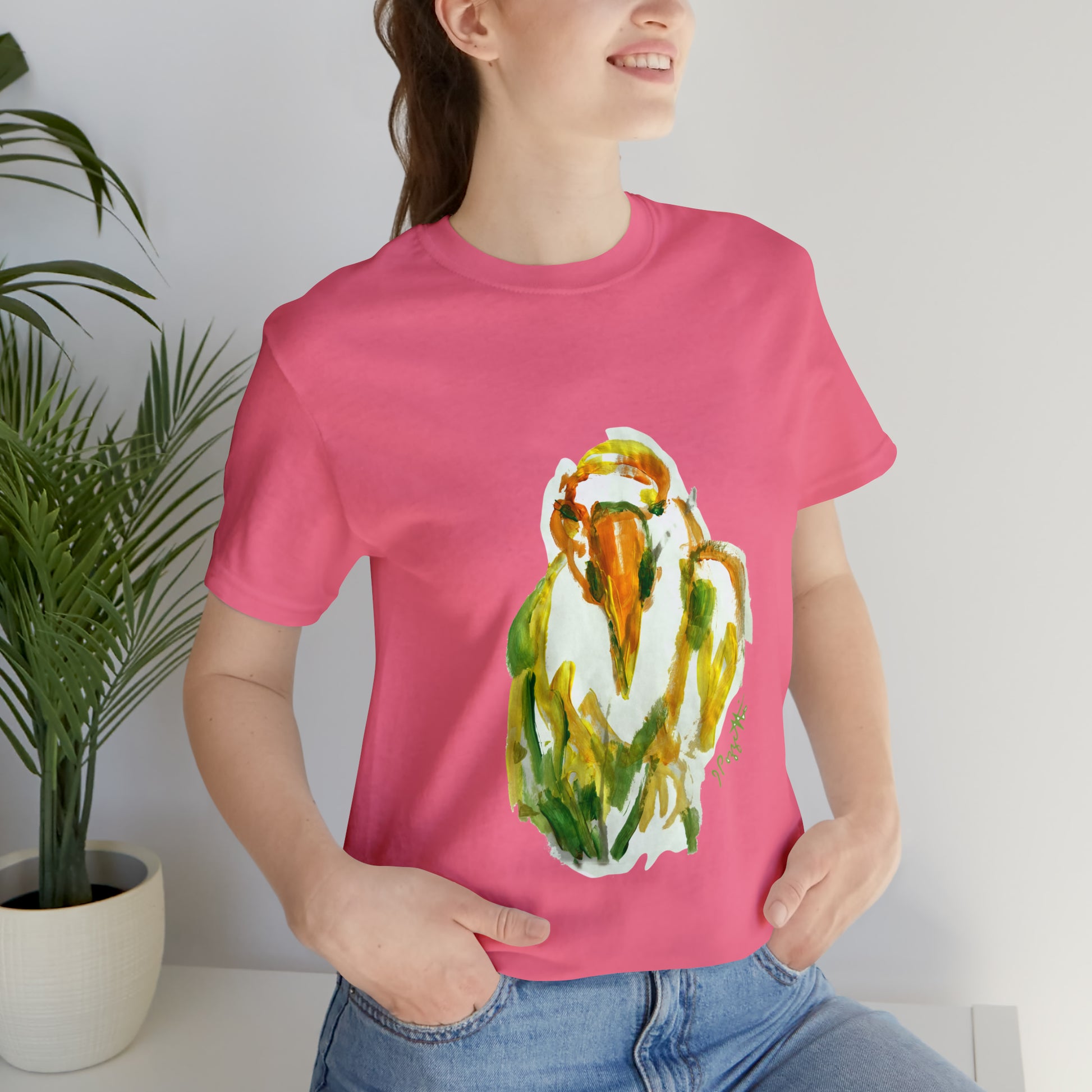 BIRD Watercolor Painting T Shirt with H&B Logo on Back