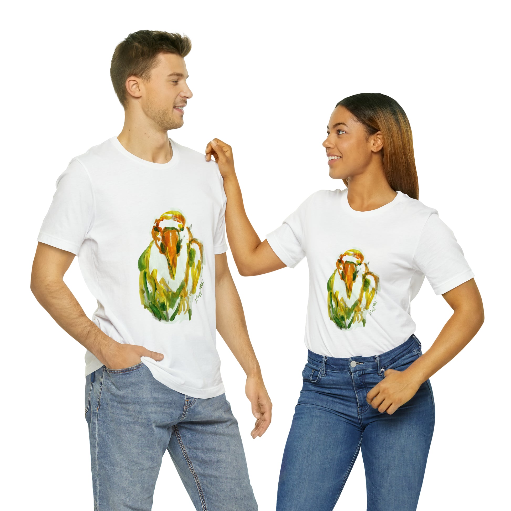 BIRD Watercolor Painting T Shirt with H&B Logo on Back