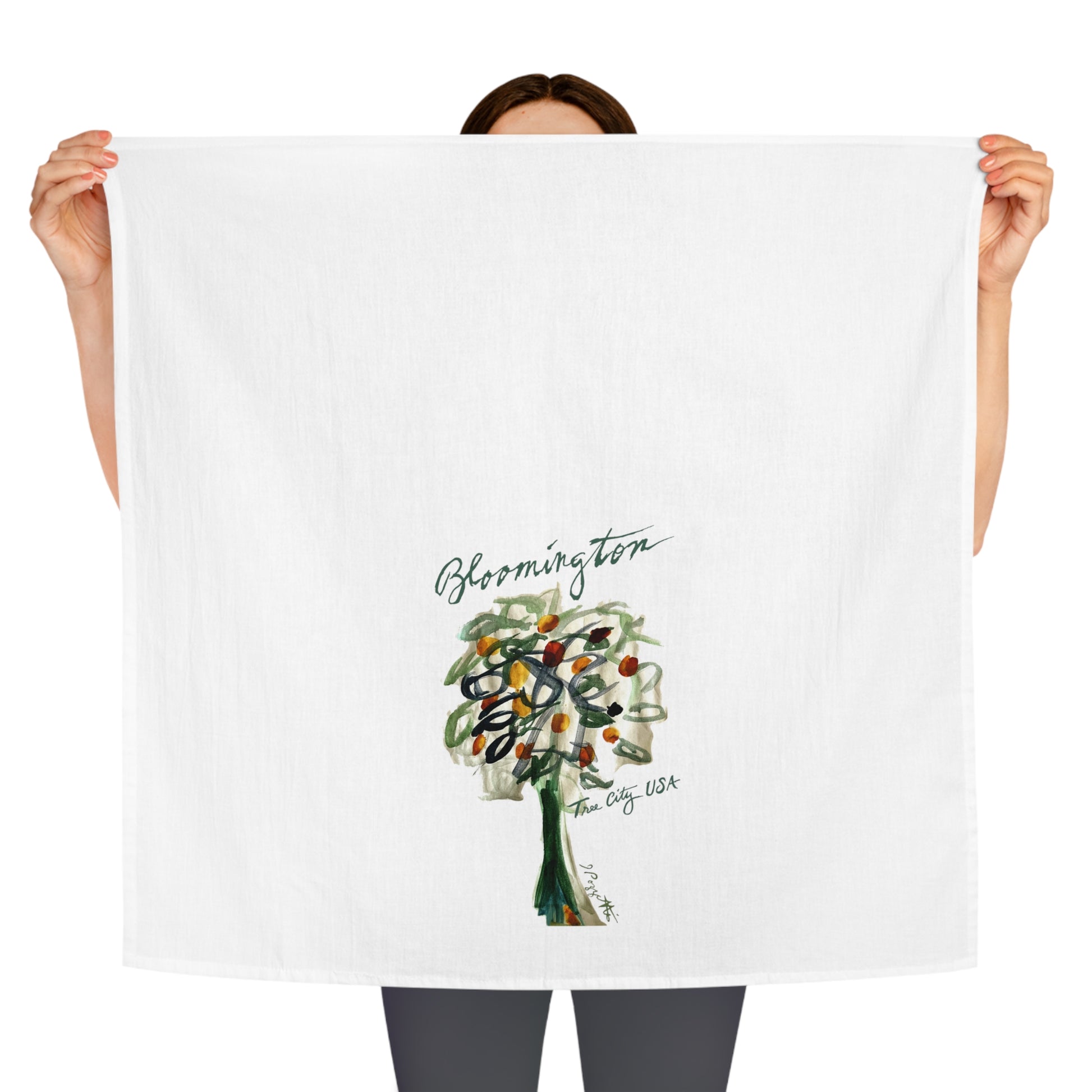 Bloomington Tree Design Tea Towel -  28 x 28"