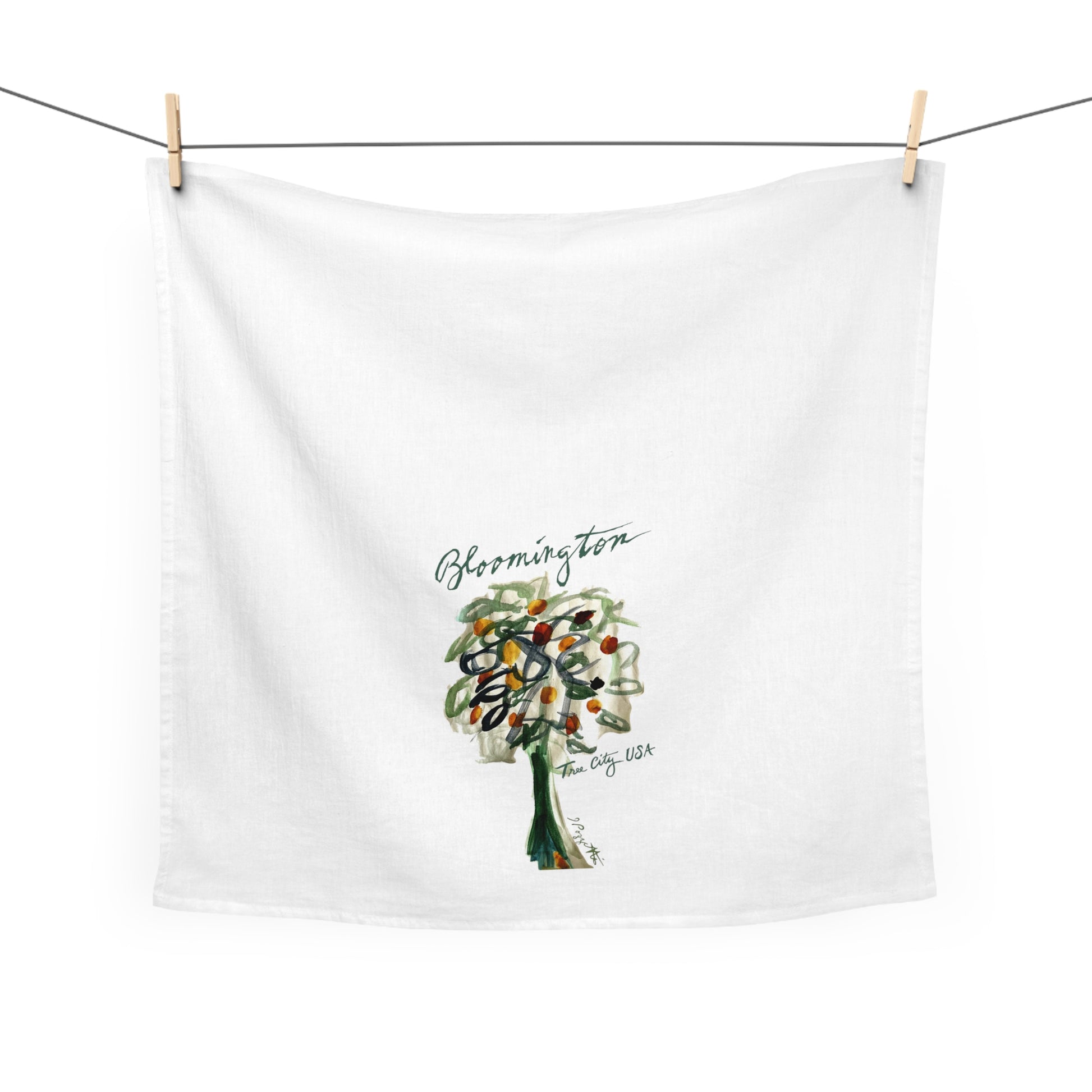 Bloomington Tree Design Tea Towel -  28 x 28"