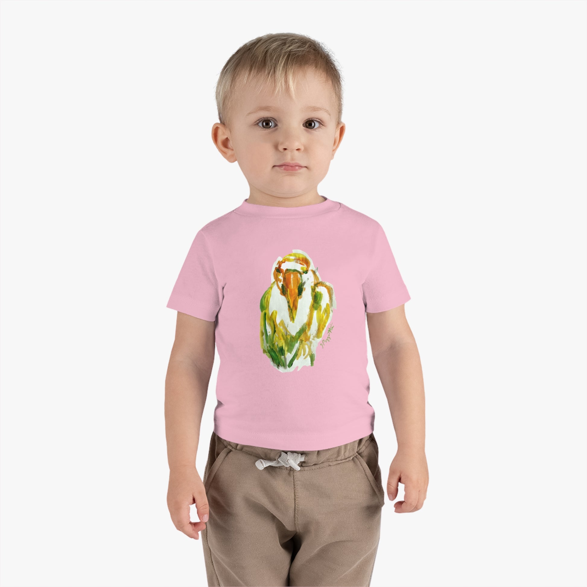 Infant Cotton Jersey Tee with Bird Watercolor