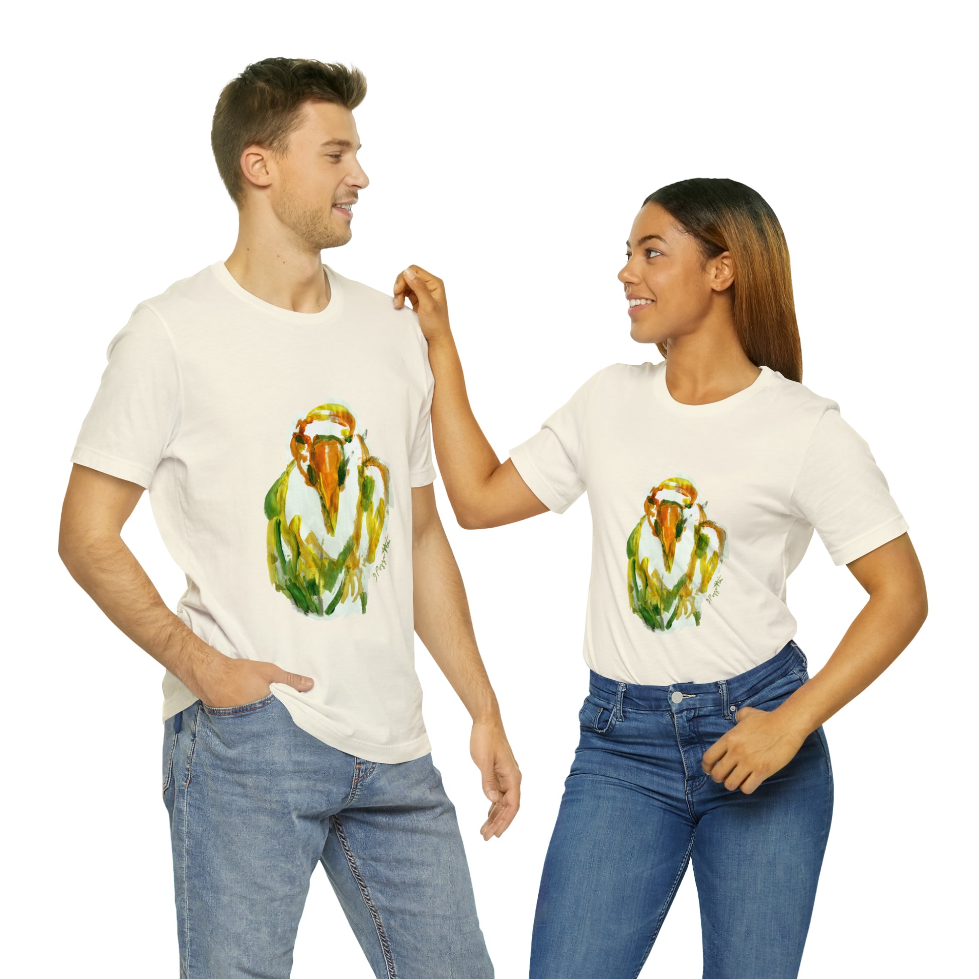 BIRD Watercolor Painting T Shirt with H&B Logo on Back