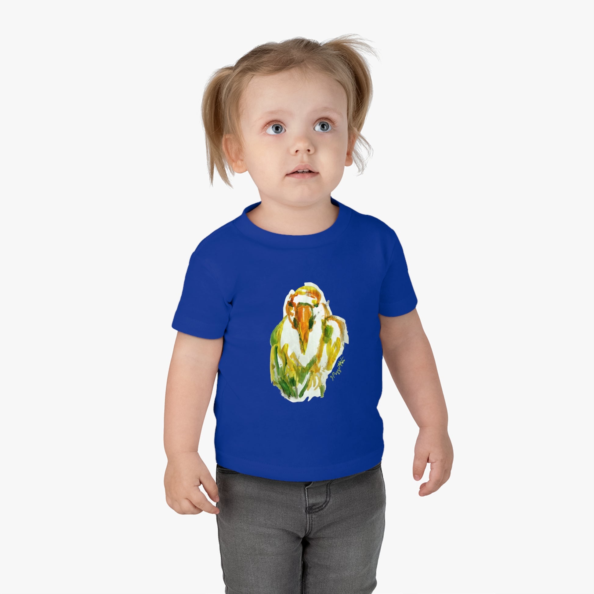 Infant Cotton Jersey Tee with Bird Watercolor