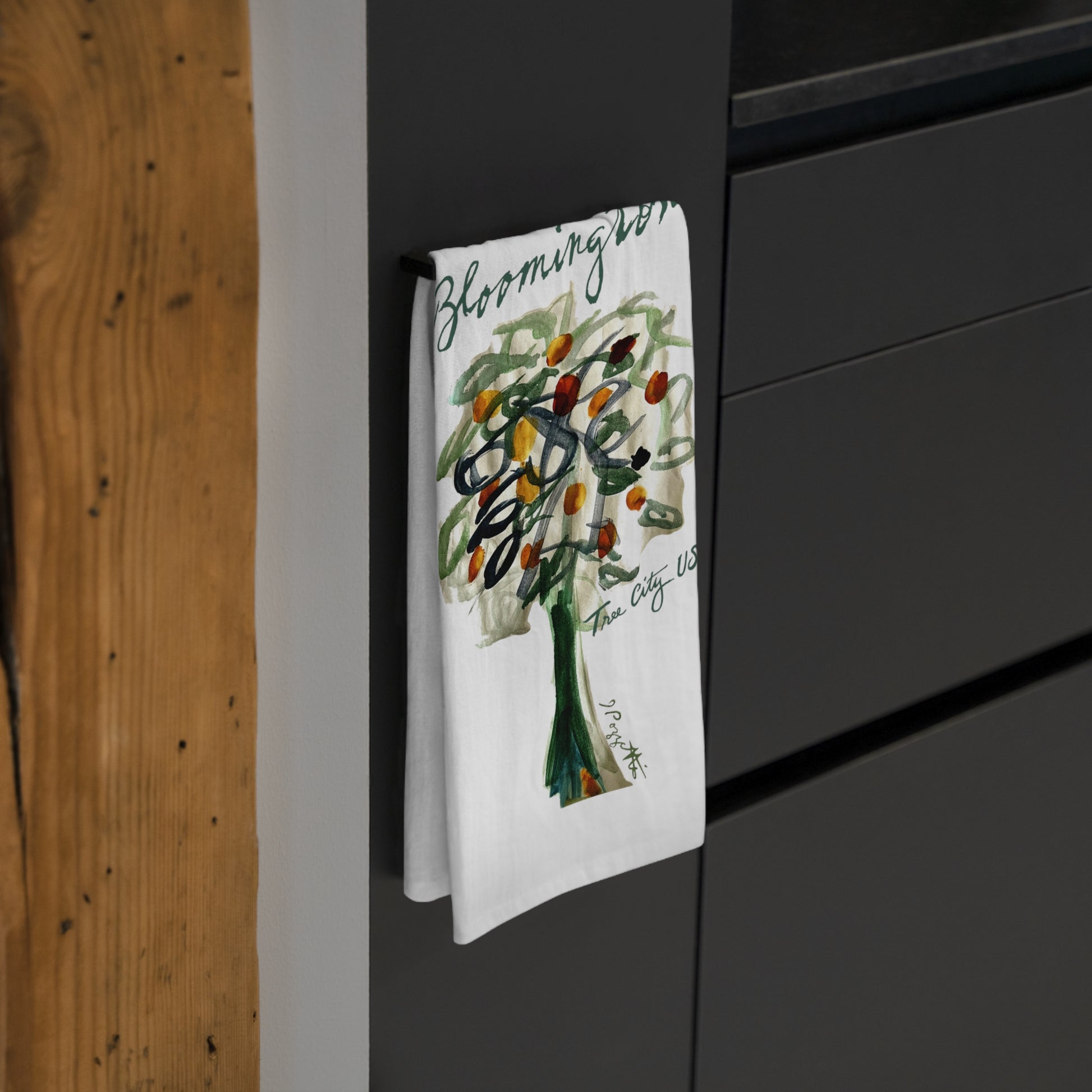 Bloomington Tree Design Tea Towel -  28 x 28"