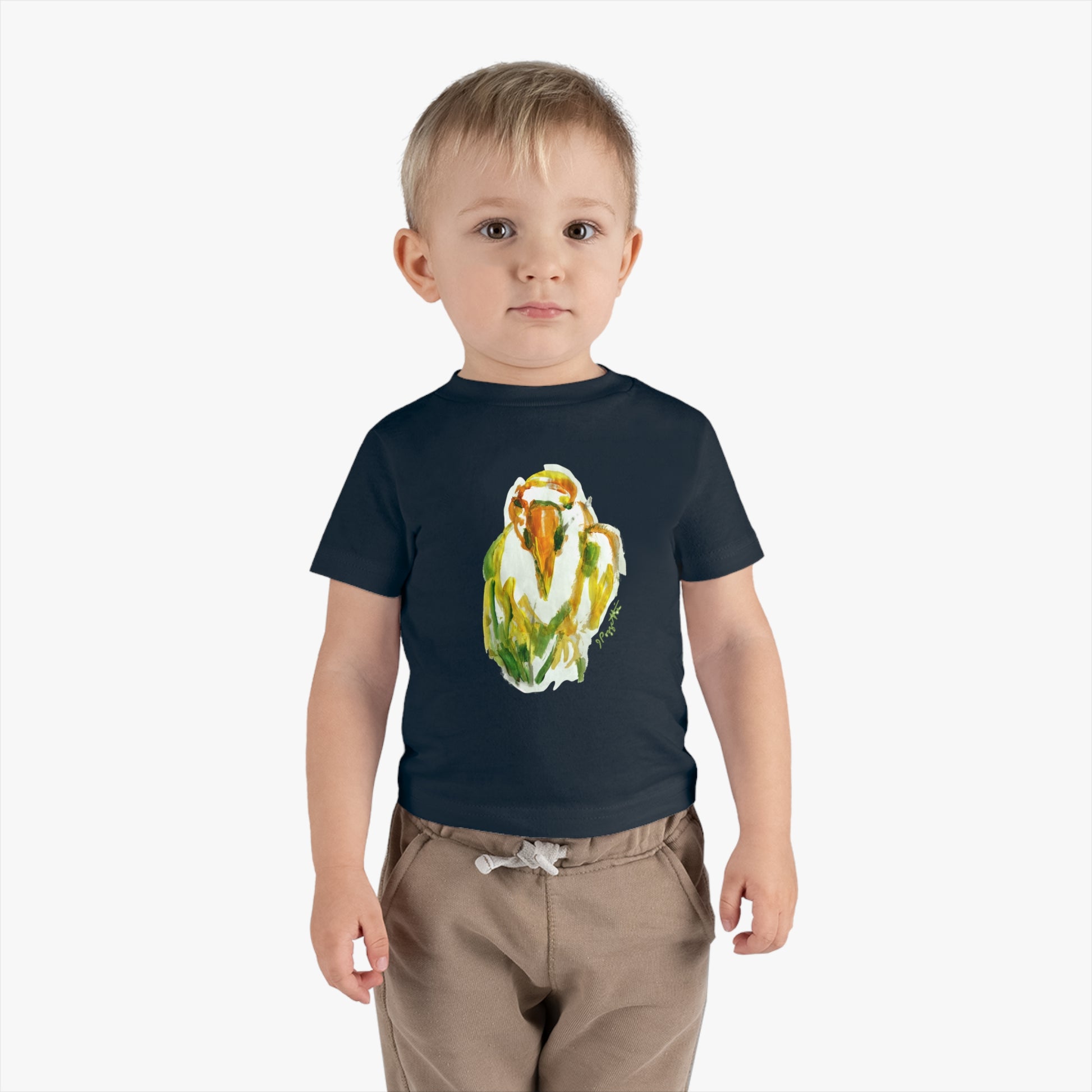 Infant Cotton Jersey Tee with Bird Watercolor