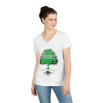 "My Roots" Design on Ladies' V-Neck T-Shirt