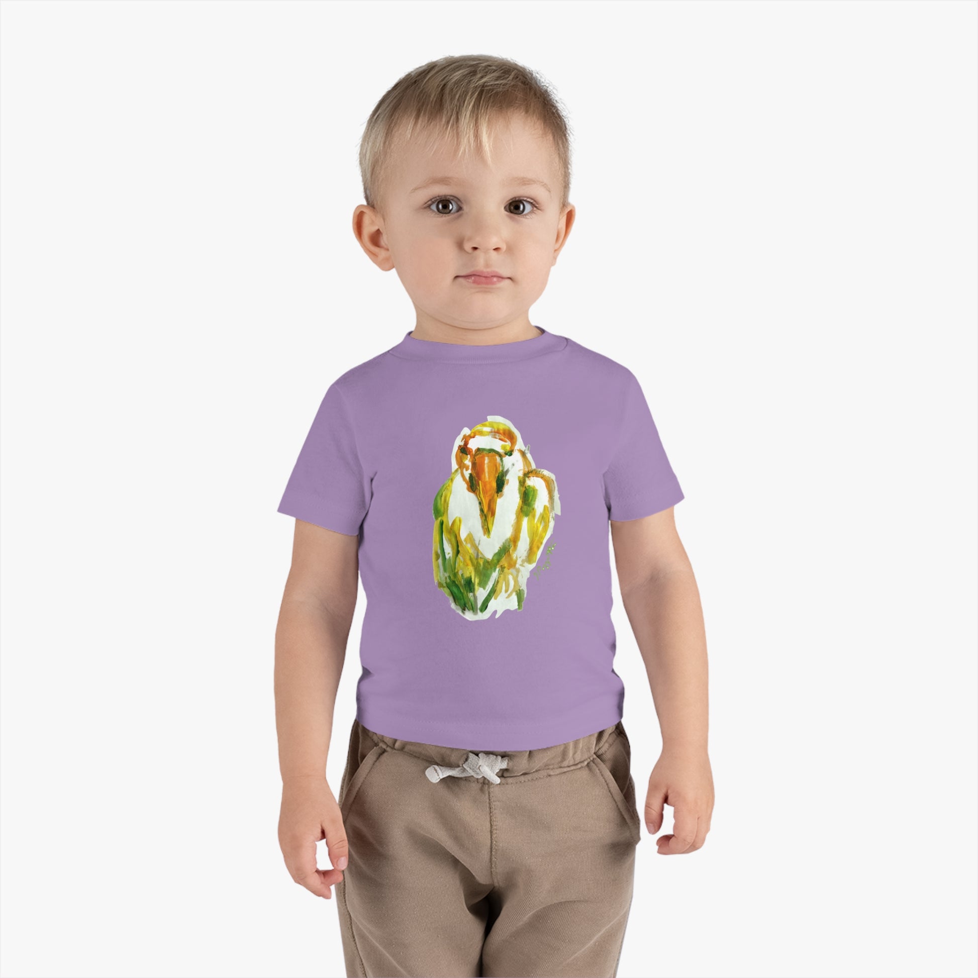Infant Cotton Jersey Tee with Bird Watercolor