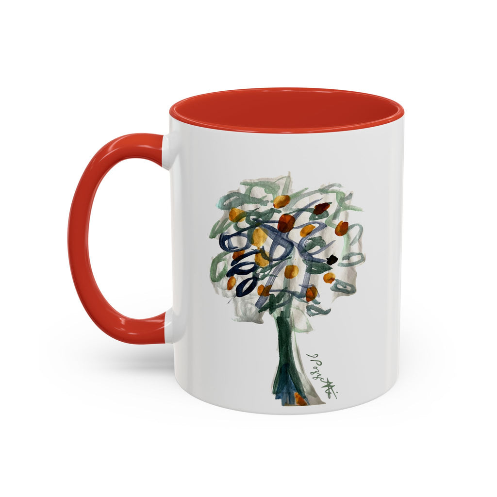 Accent Coffee Mug (11, 15oz) with Watercolor TREE Design