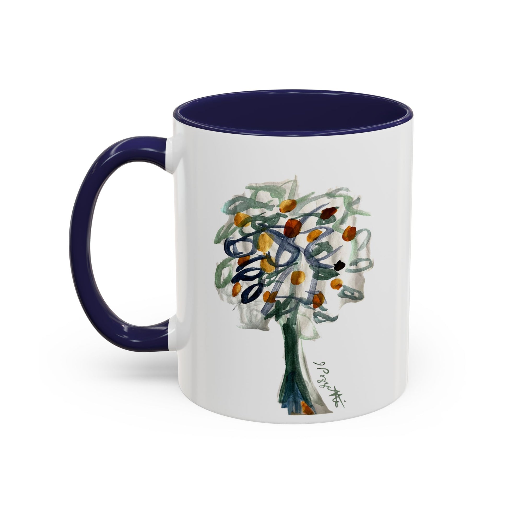 Accent Coffee Mug (11, 15oz) with Watercolor TREE Design
