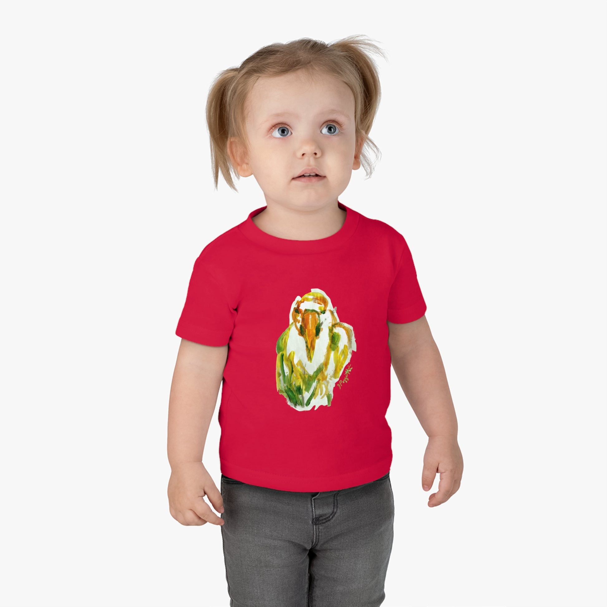 Infant Cotton Jersey Tee with Bird Watercolor