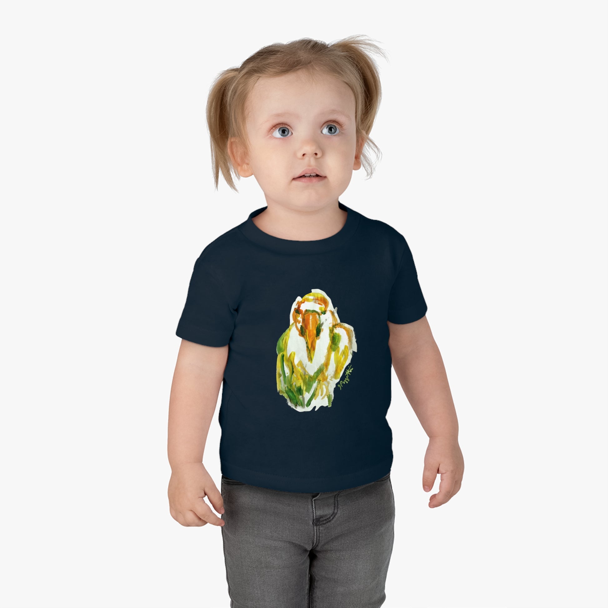 Infant Cotton Jersey Tee with Bird Watercolor