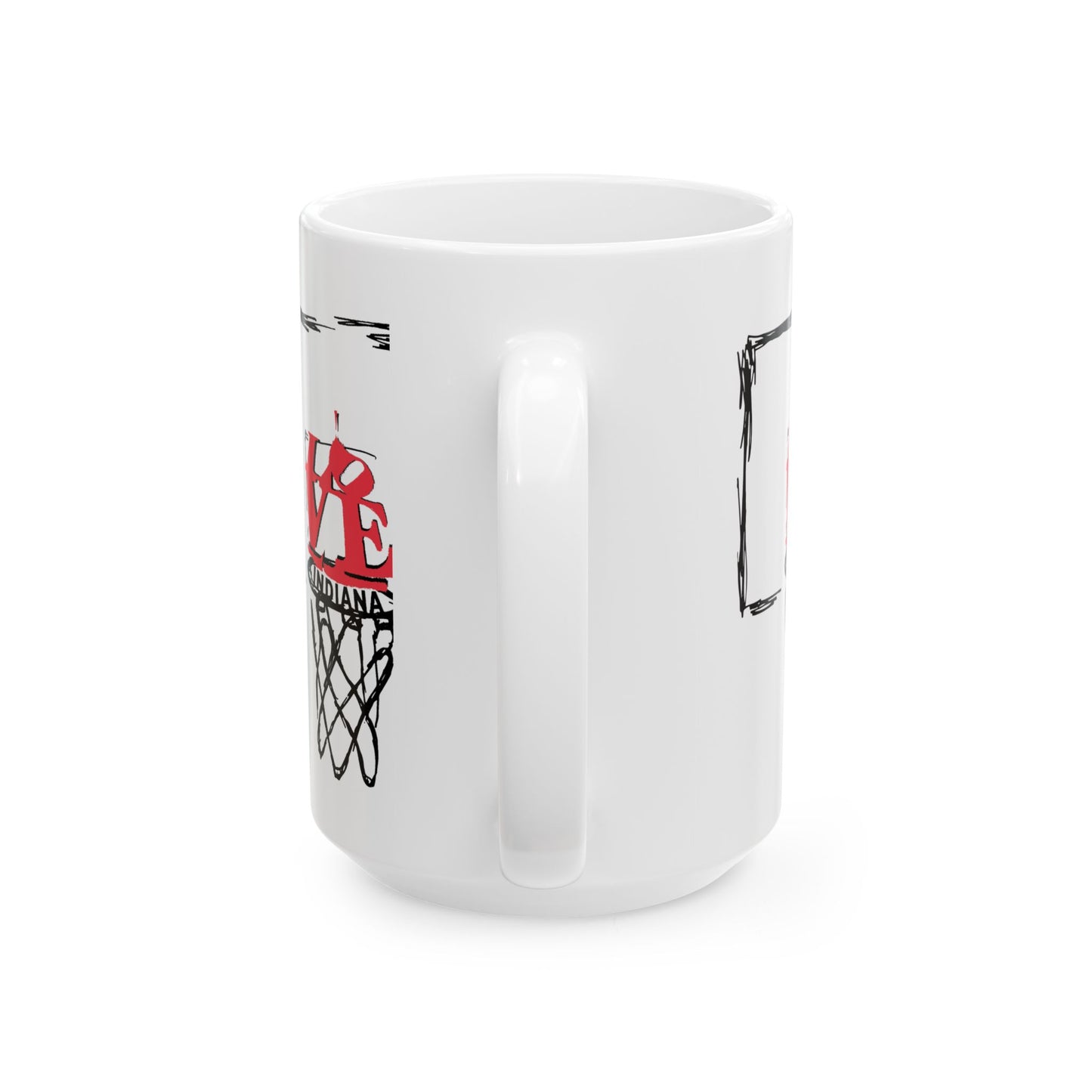 INDIANA Loves Hoops Ceramic Mug, (15 oz size)