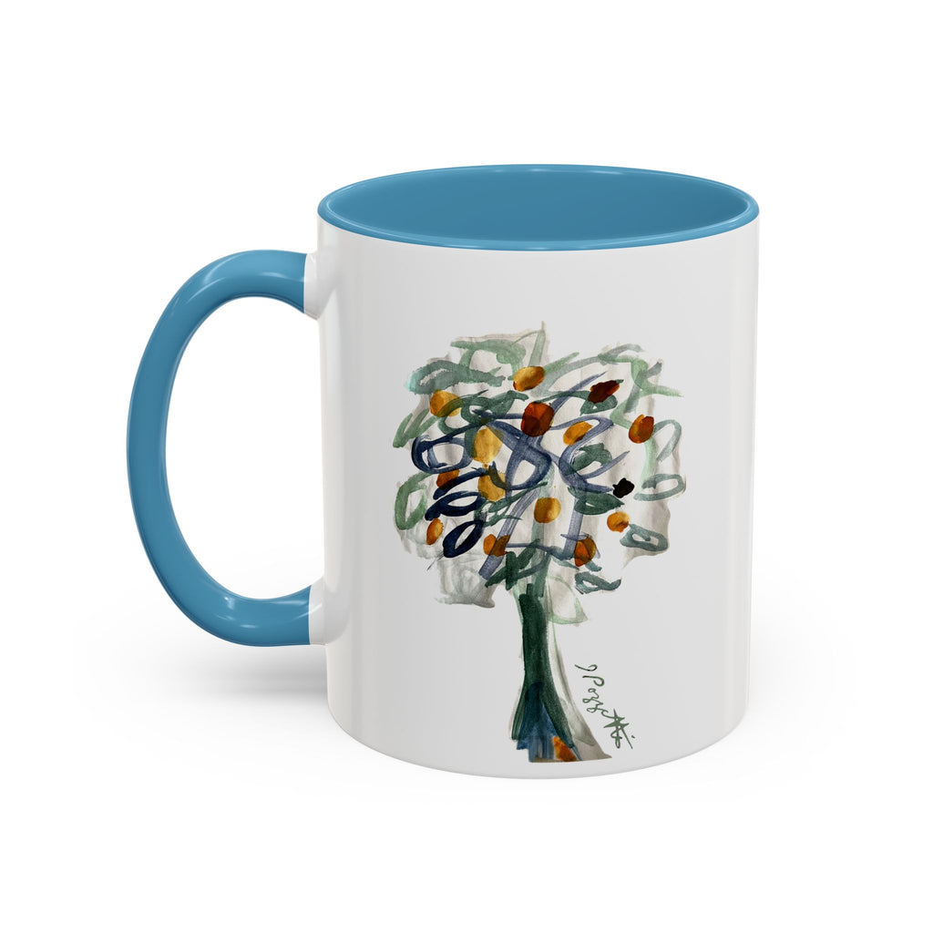 Accent Coffee Mug (11, 15oz) with Watercolor TREE Design